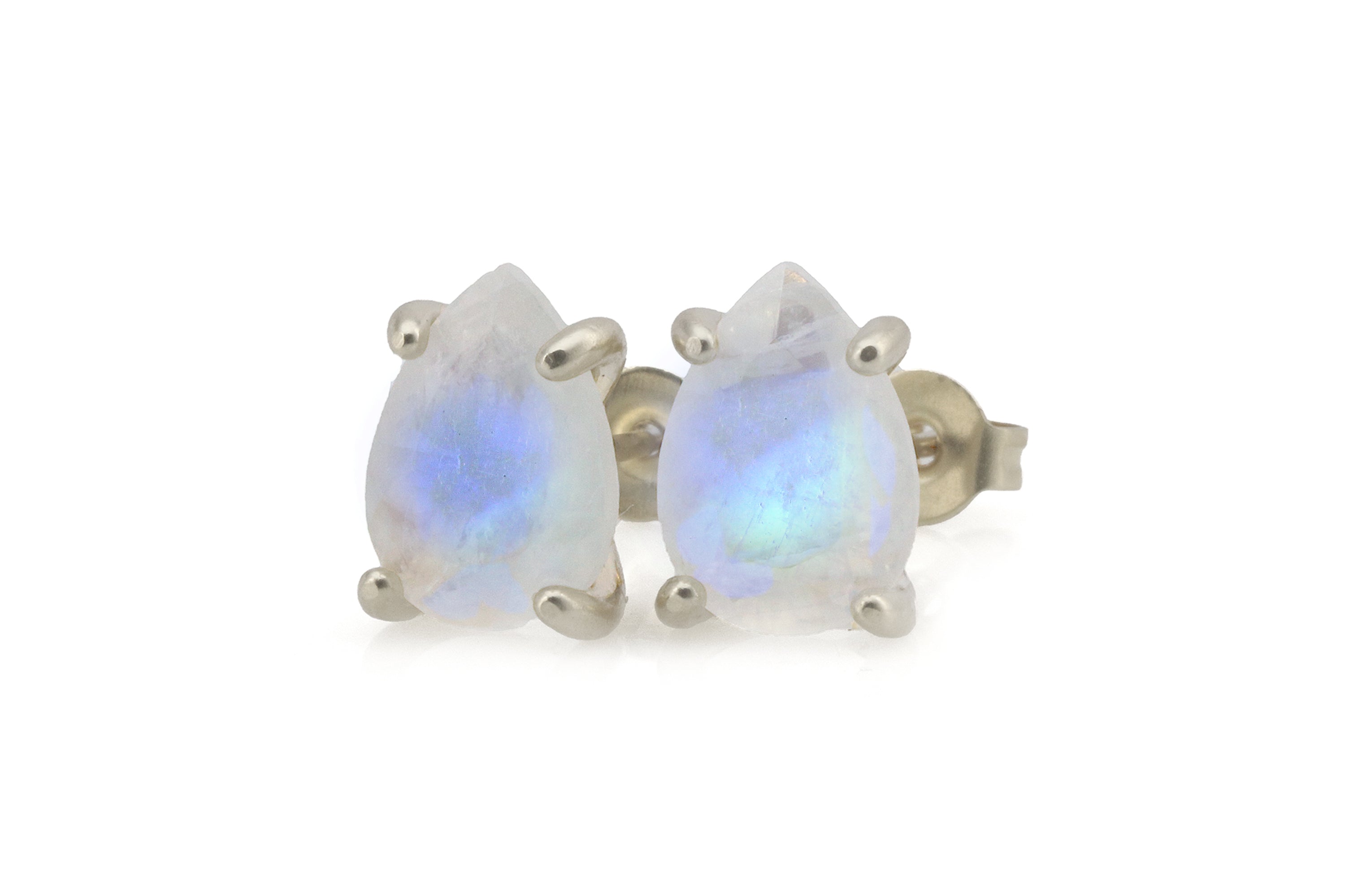 Chic Rainbow Moonstone Handmade Gold Stud Earrings Earrings Anemone Unique
