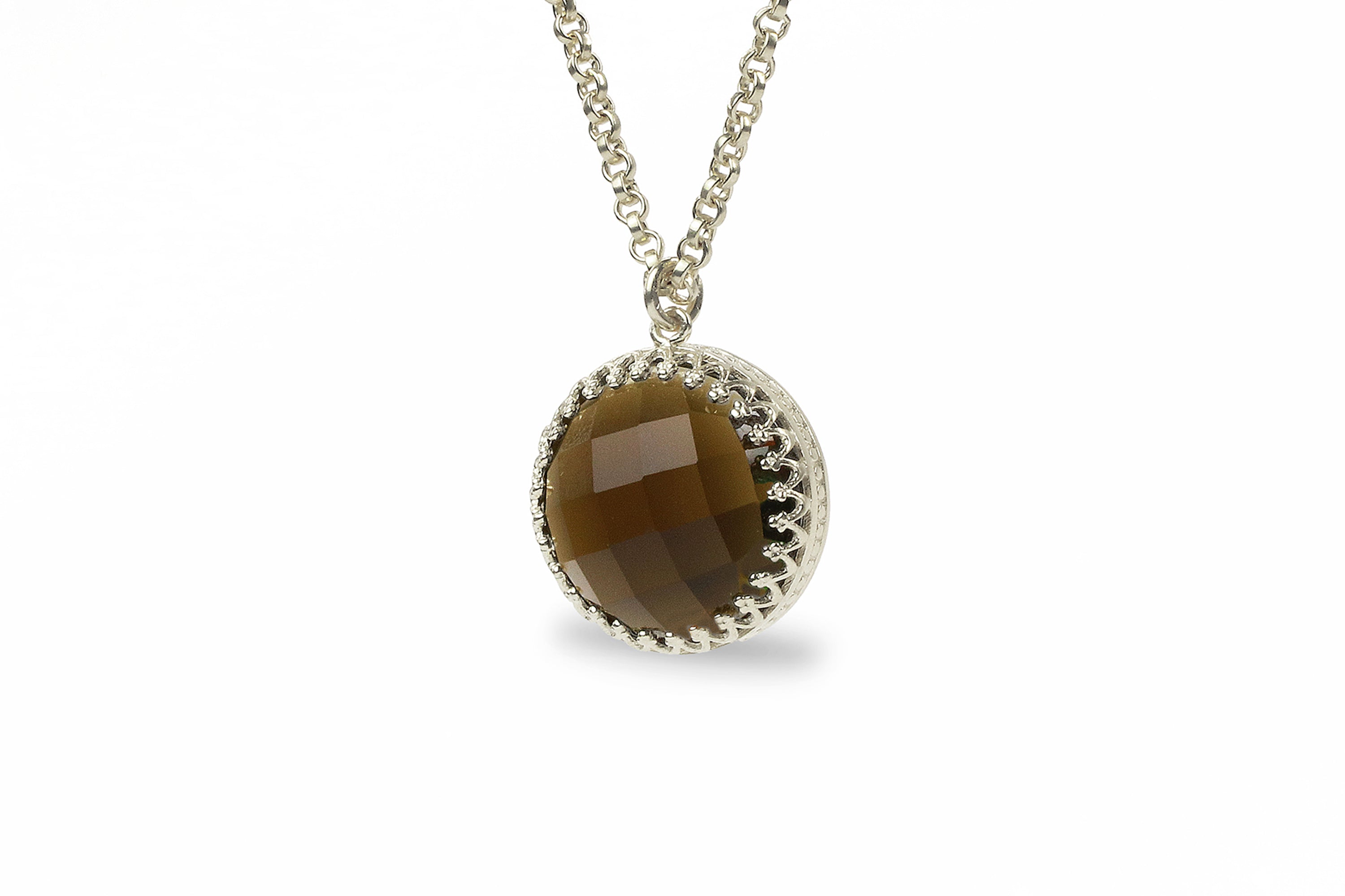 Elegant Smoky Quartz Pendant Gold Necklace necklaces Anemone Jewelry