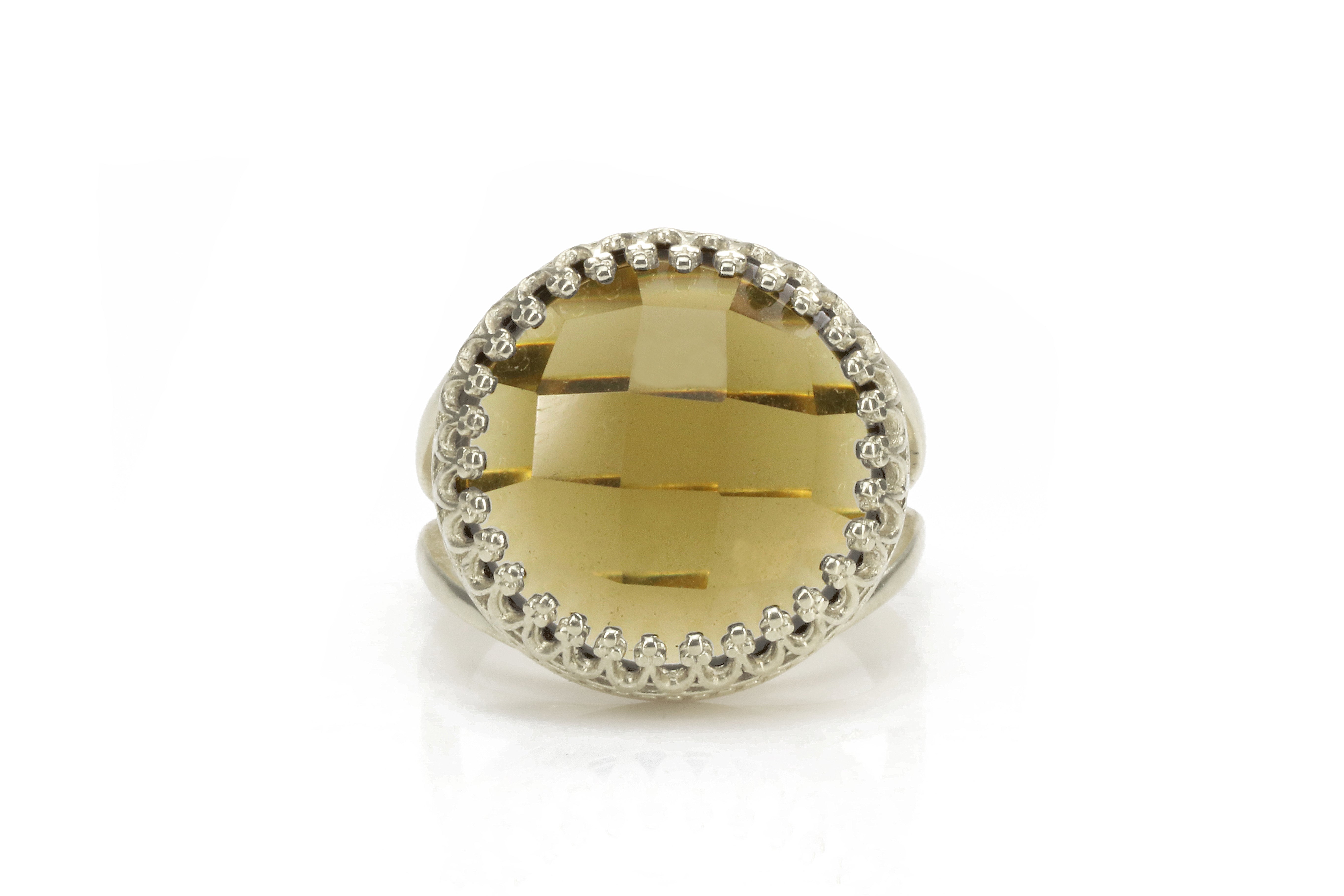 Bold Statement Round Smoky Quartz Ring in 925 Sterling Silver Rings Anemone Jewelry