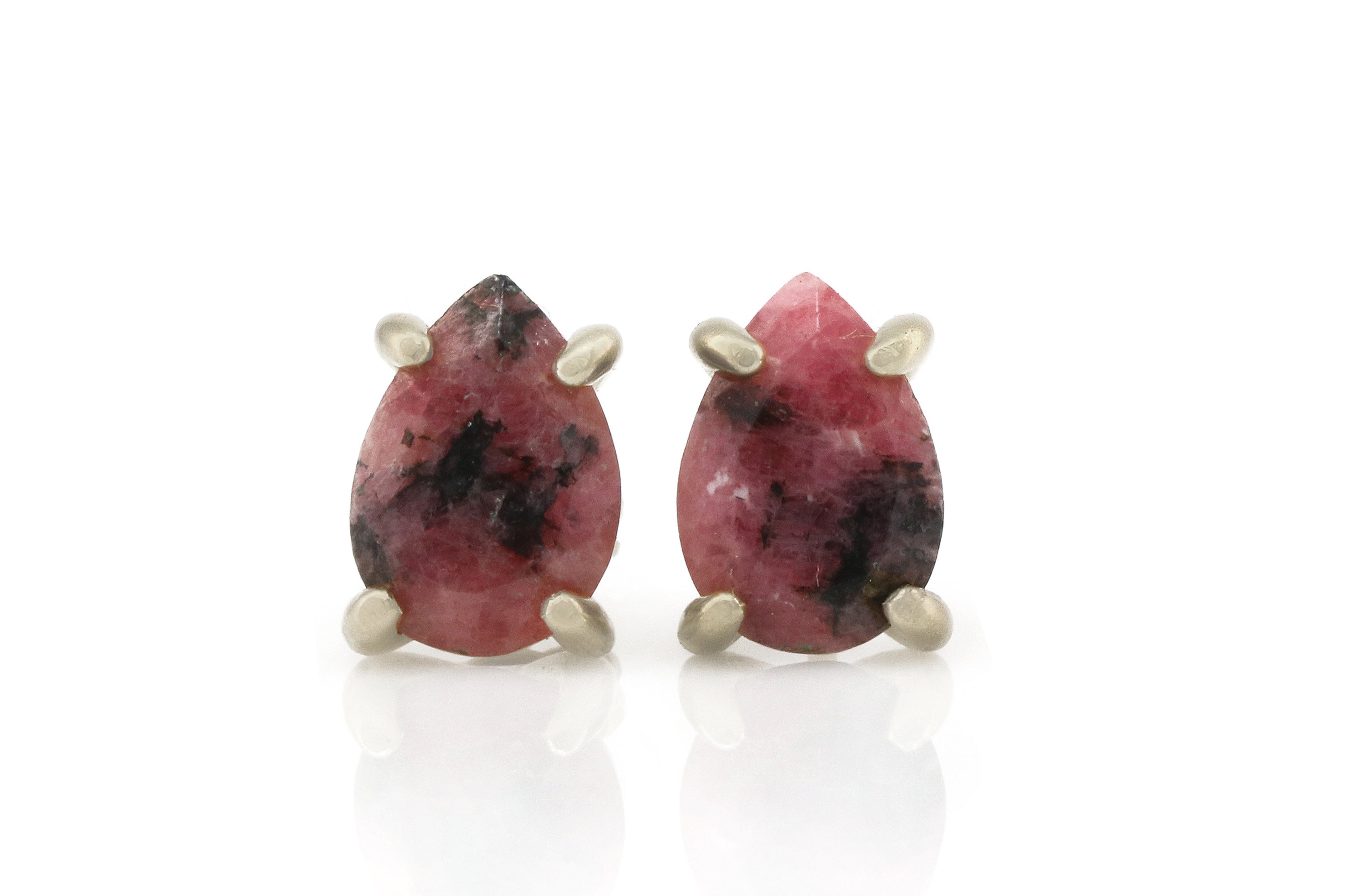Sterling Silver Pear Rhodonite Earrings Earrings Anemone Unique
