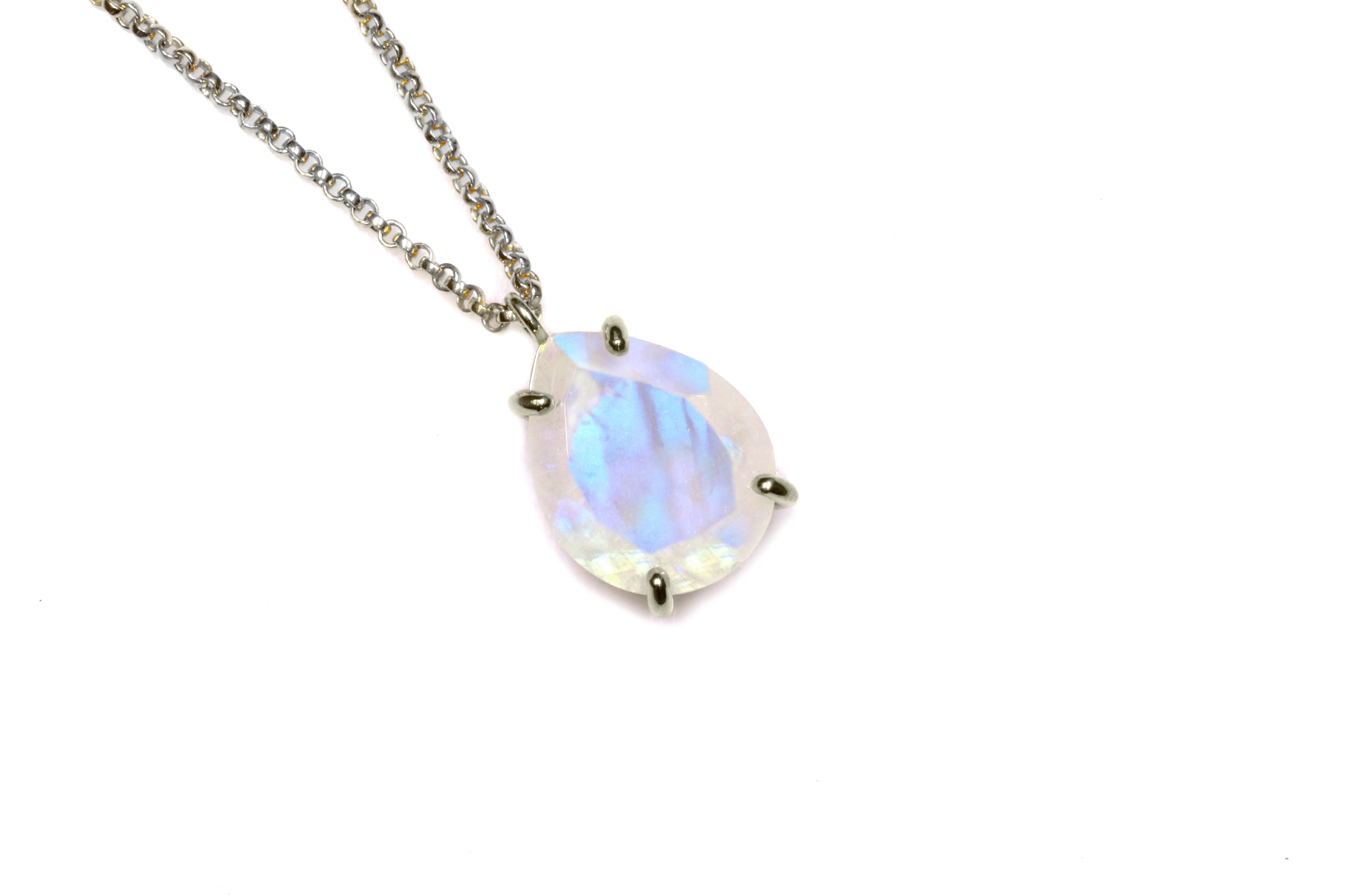 Teardrop Pendant Natural Moonstone Necklace for Women necklaces Anemone Jewelry