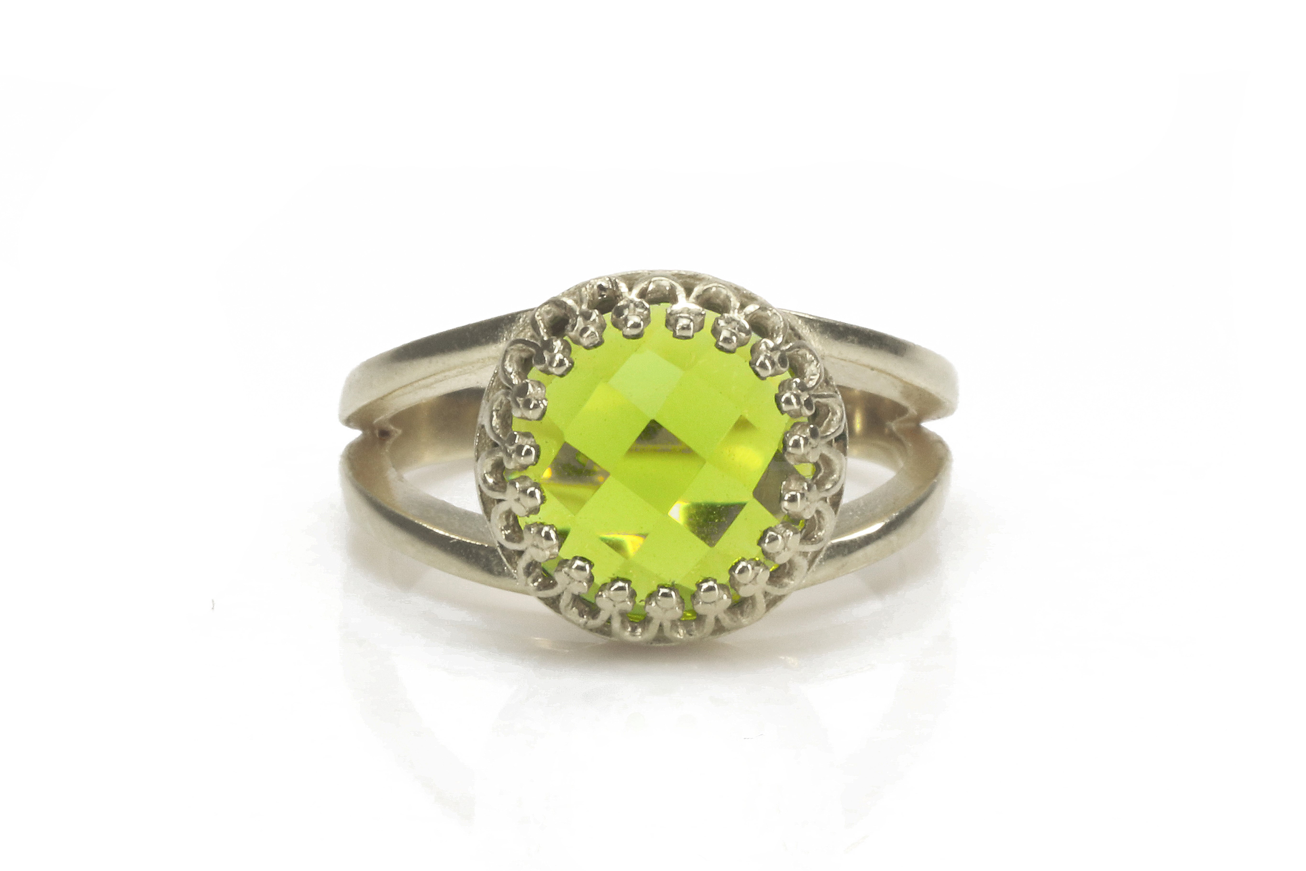 Radiant Peridot Ring in Sterling Silver Rings Anemone Jewelry