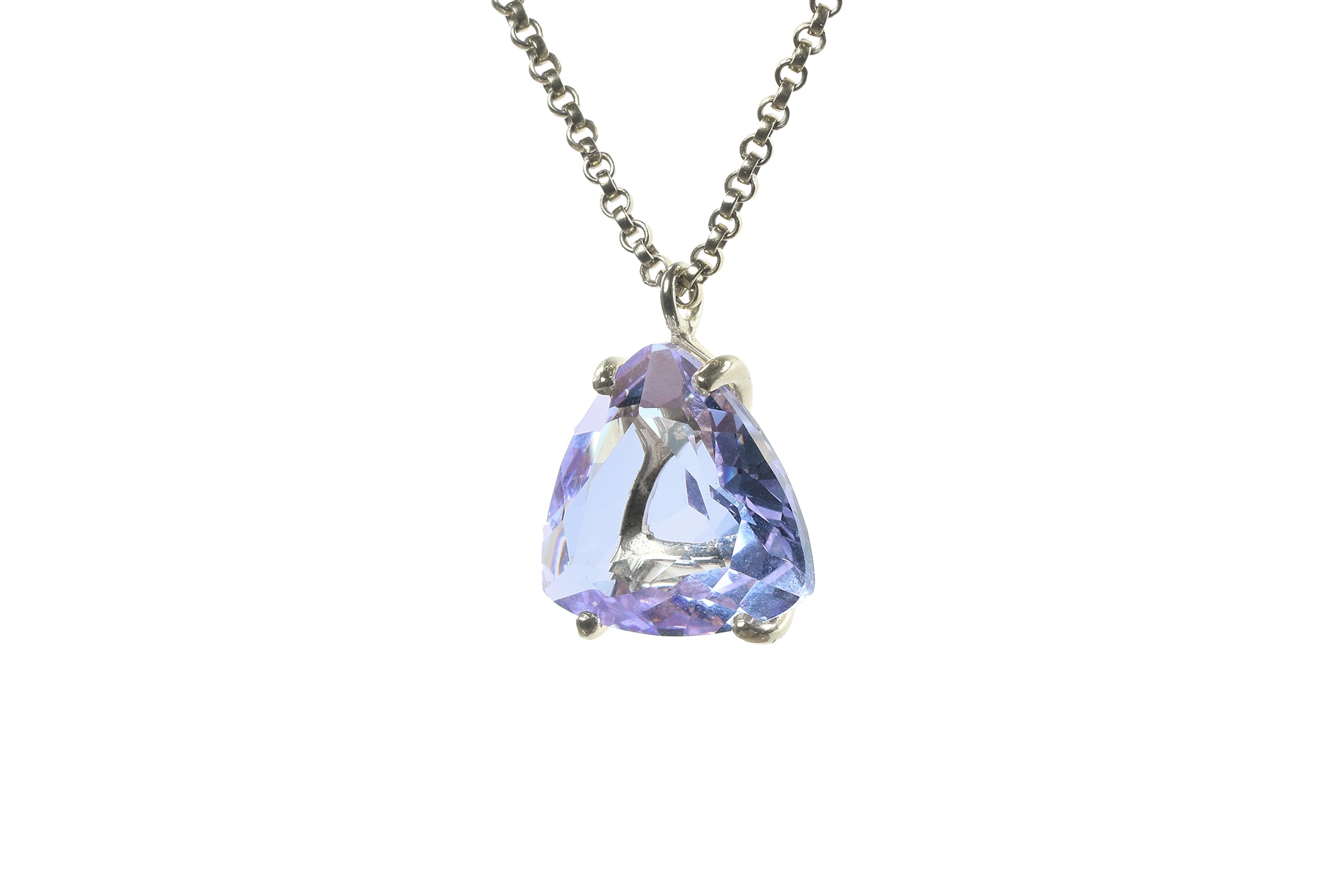 Triangle Tanzanite Pendant Necklace in Gold necklaces Anemone Jewelry