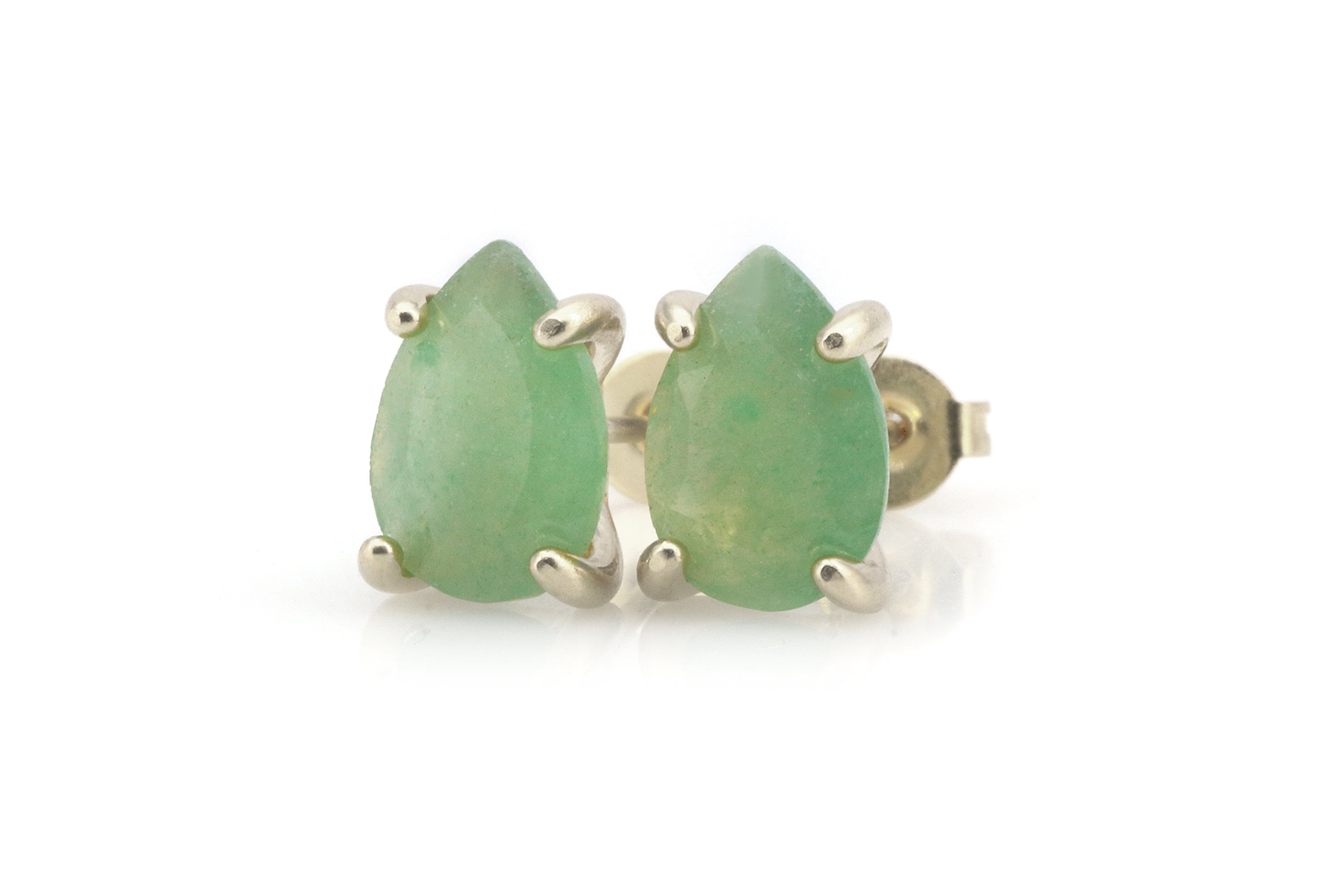 Delicate Green Aventurine Gold Stud Earrings Earrings Anemone Unique