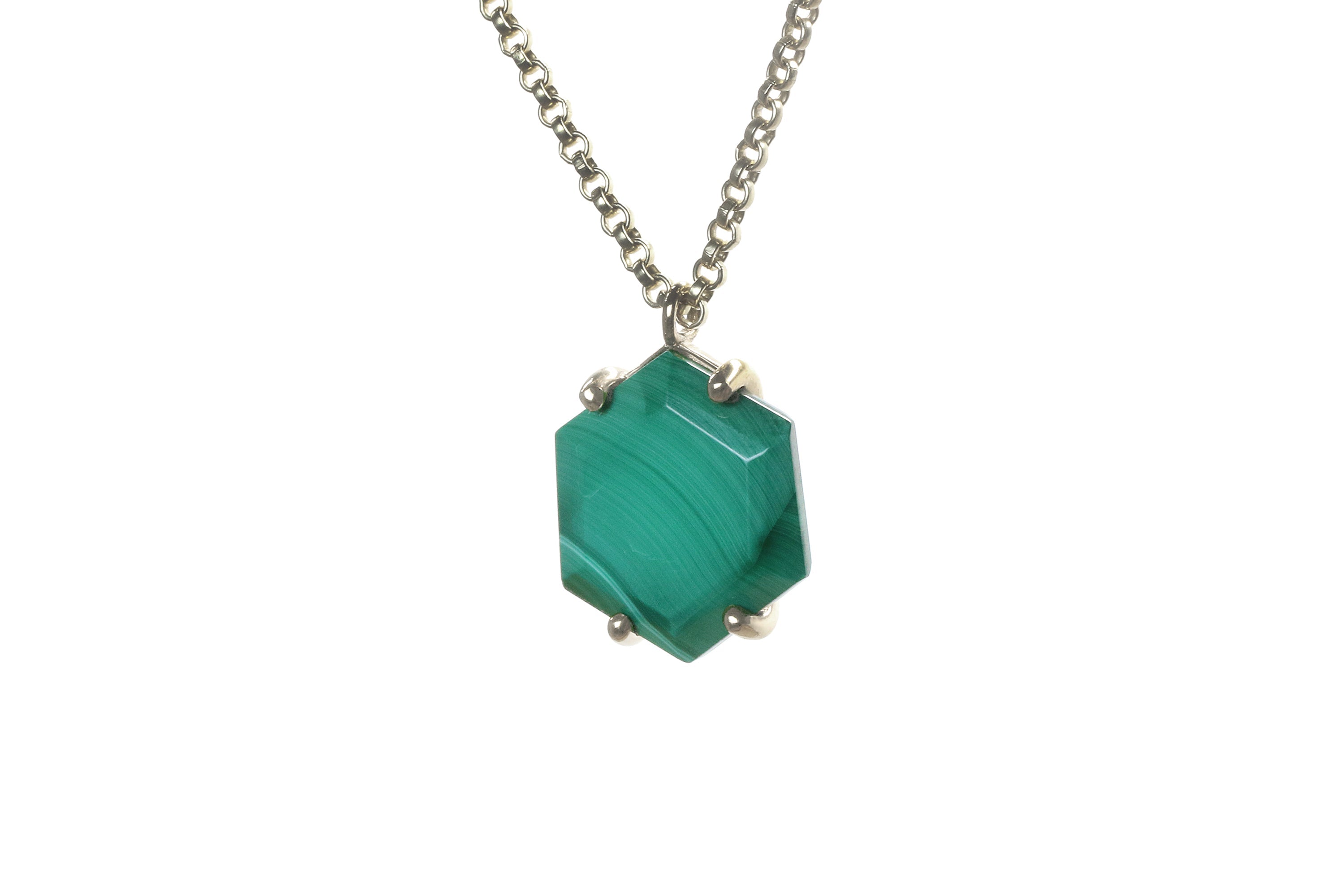 Vibrant Malachite Pendant Necklace in Sterling Silver necklaces Anemone Jewelry