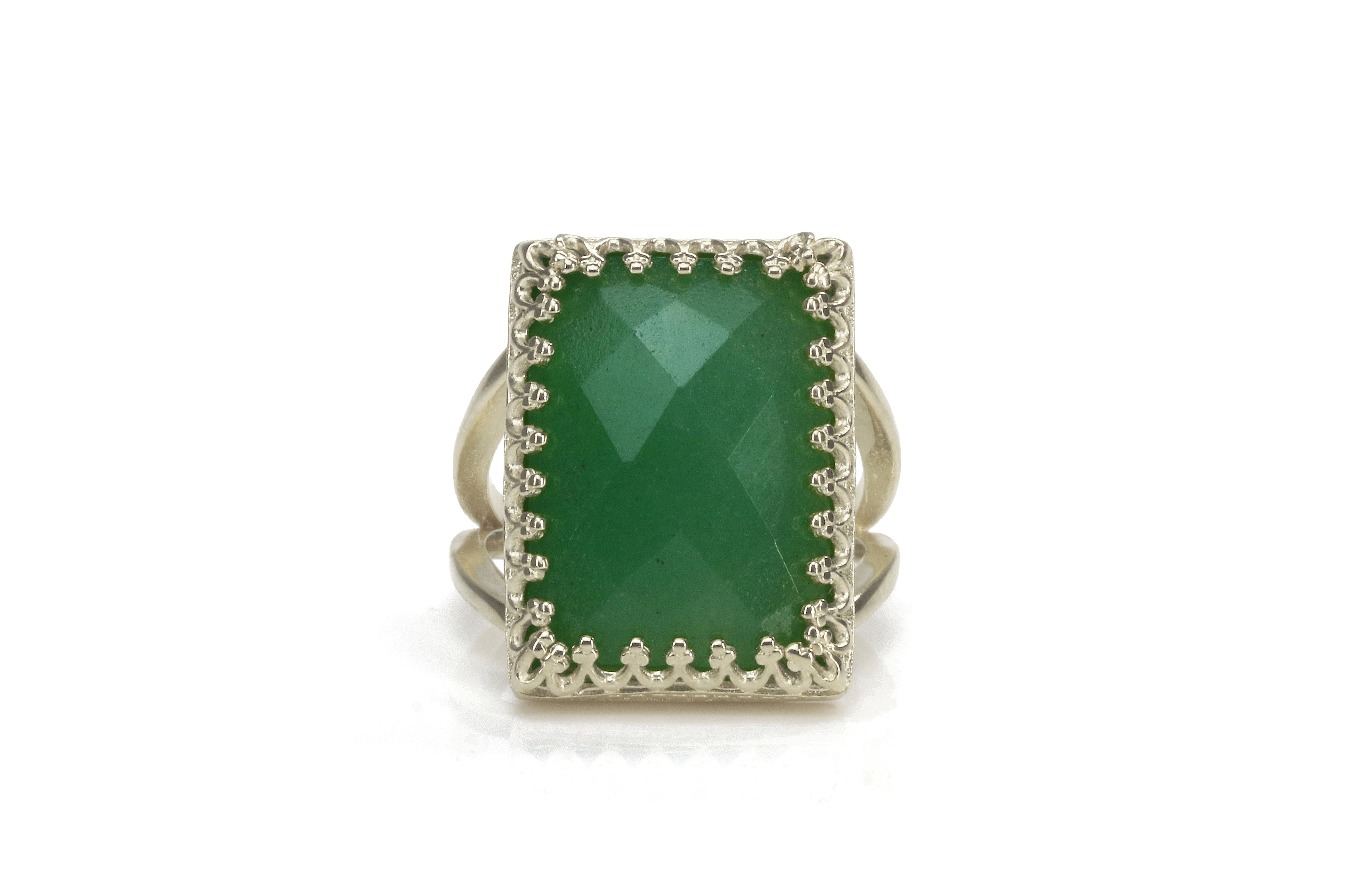 Dazzling Green Aventurine Ring in 925 Sterling Silver Rings Anemone Jewelry