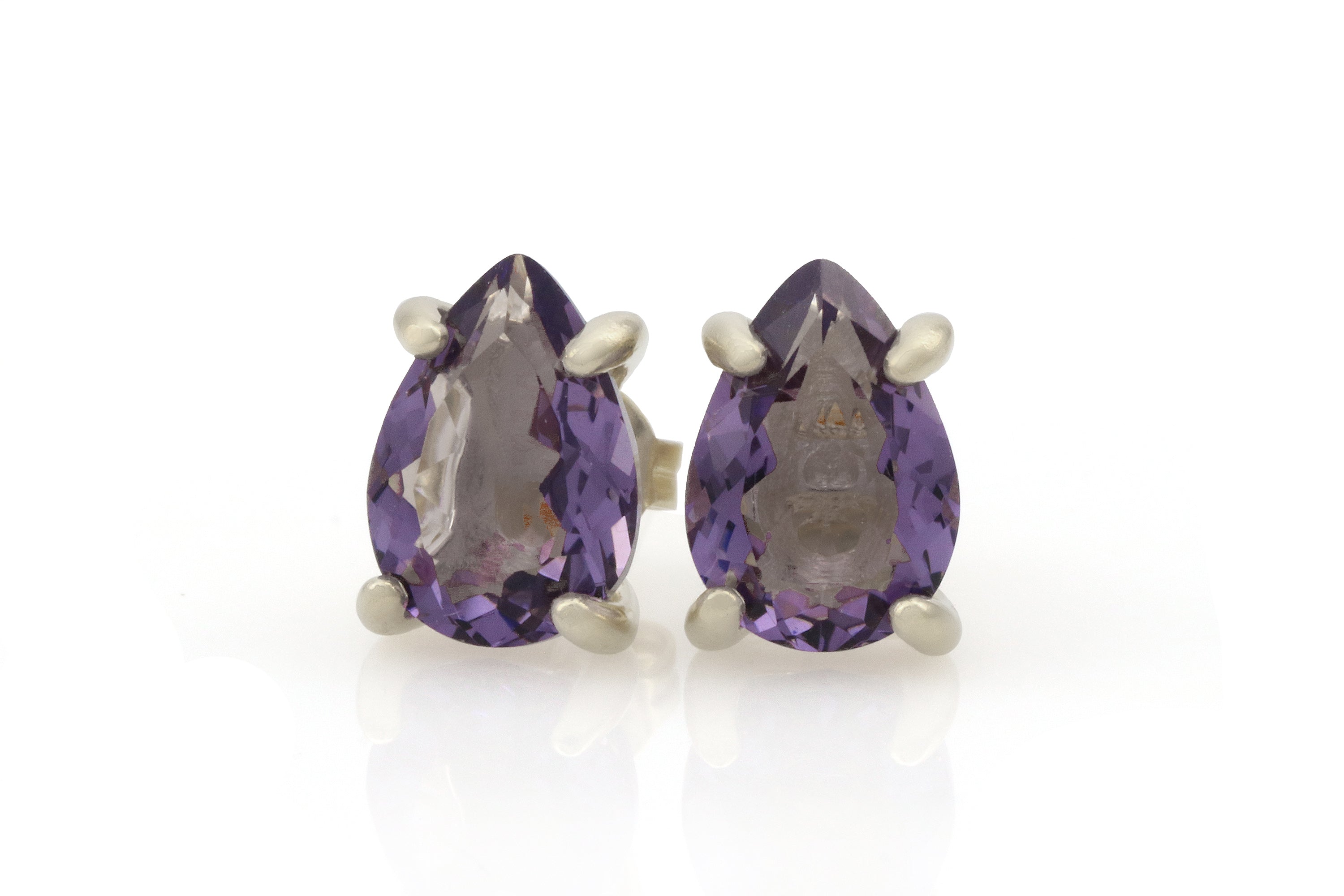 Silver Amethyst Stud Earrings Earrings Anemone Unique