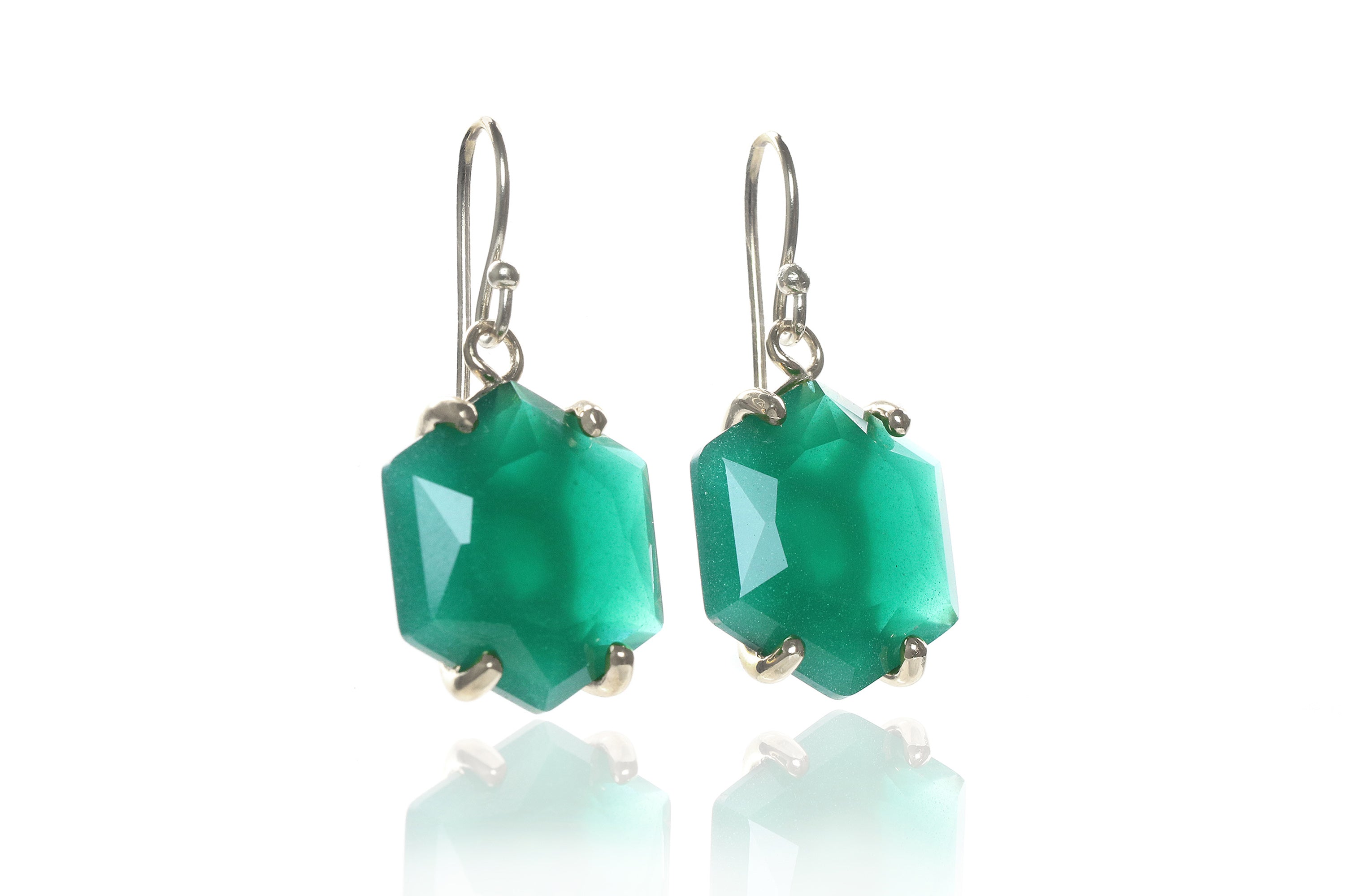 Geometric Onyx Silver Dangle Earrings Earrings Anemone Jewelry