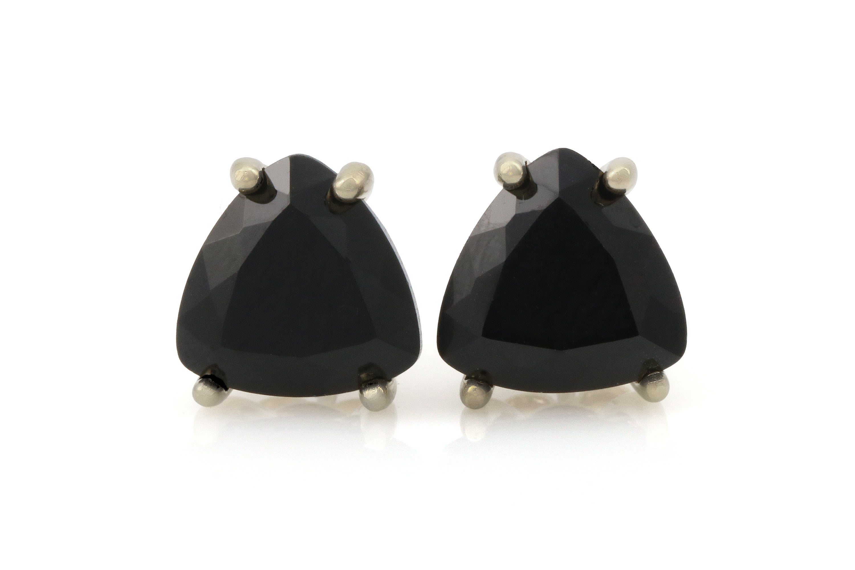 Sterling Silver Trillion Black Onyx Stud Earrings Earrings Anemone Unique