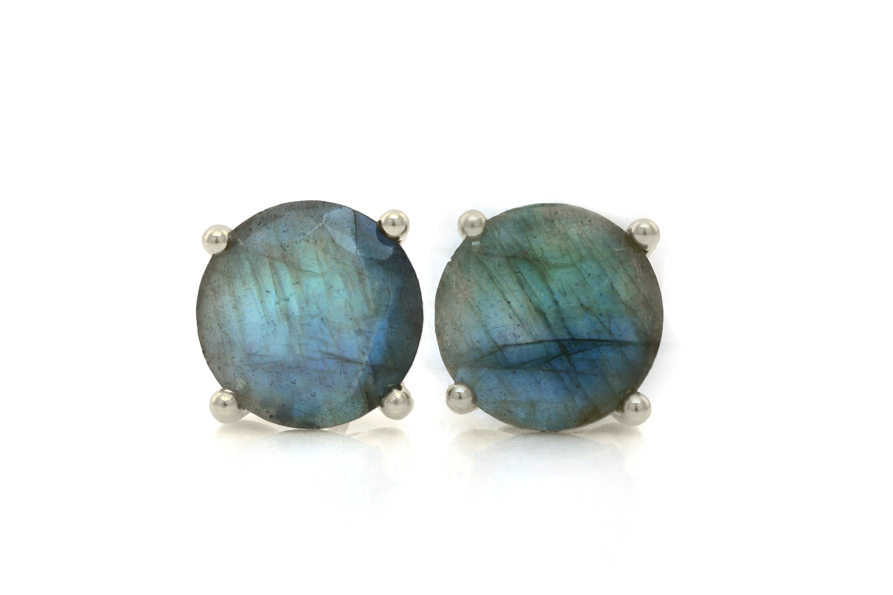 Classy Round Labradorite Silver Earrings Earrings Anemone Unique