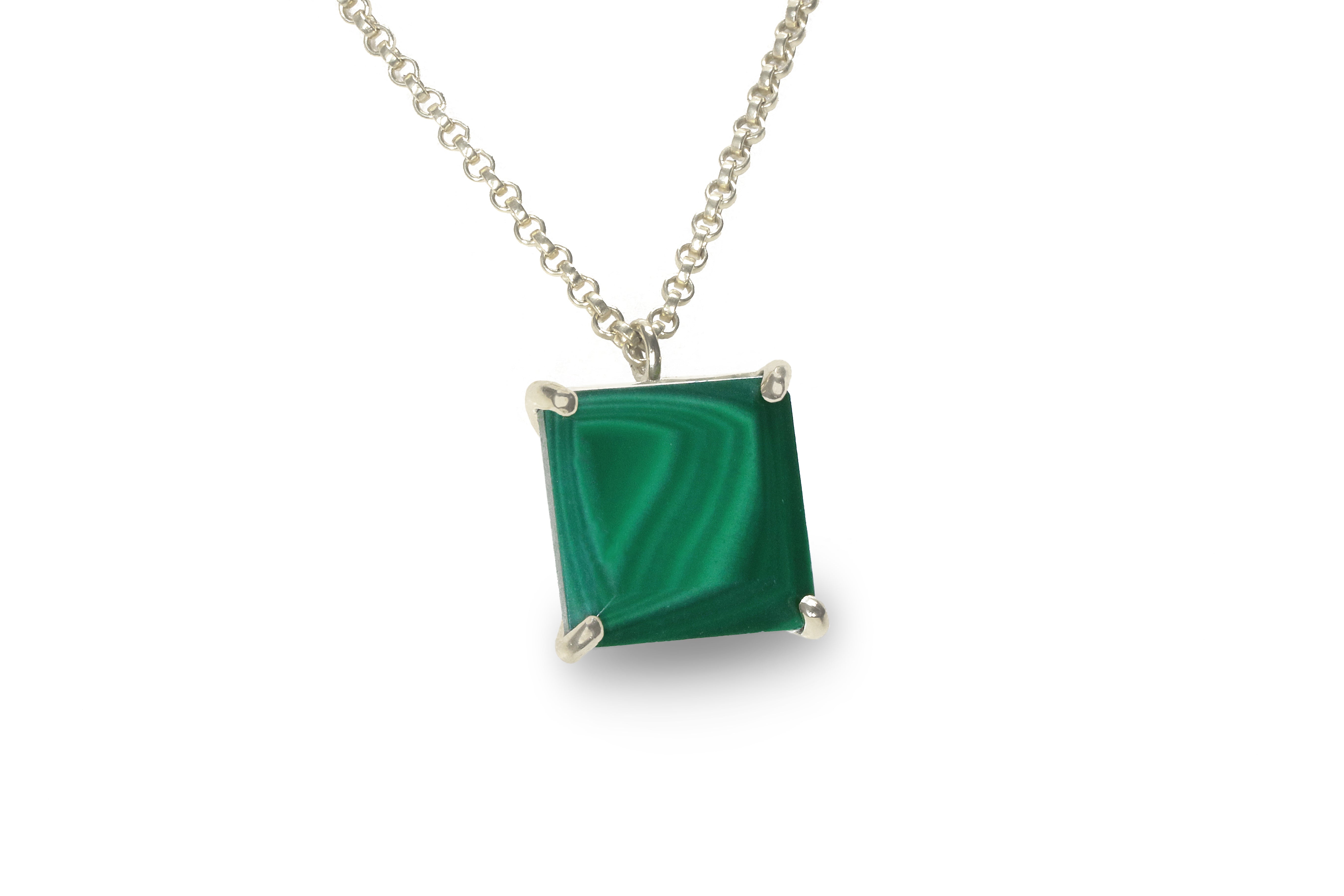 Chic Malachite Necklace in 925 Sterling Silver necklaces Anemone Jewelry