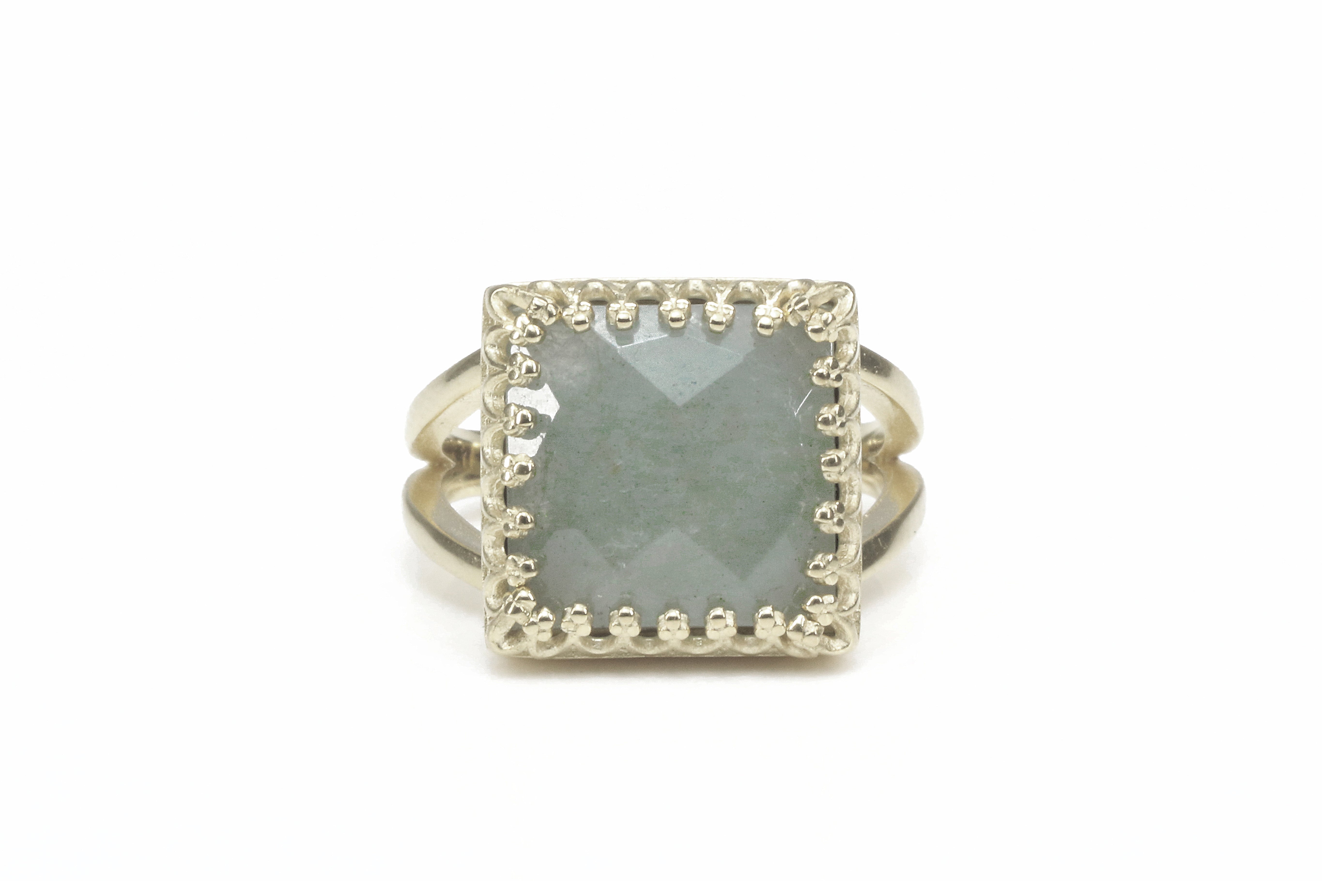 Elegant Square Aquamarine 925 Sterling Silver Ring Rings Anemone Jewelry