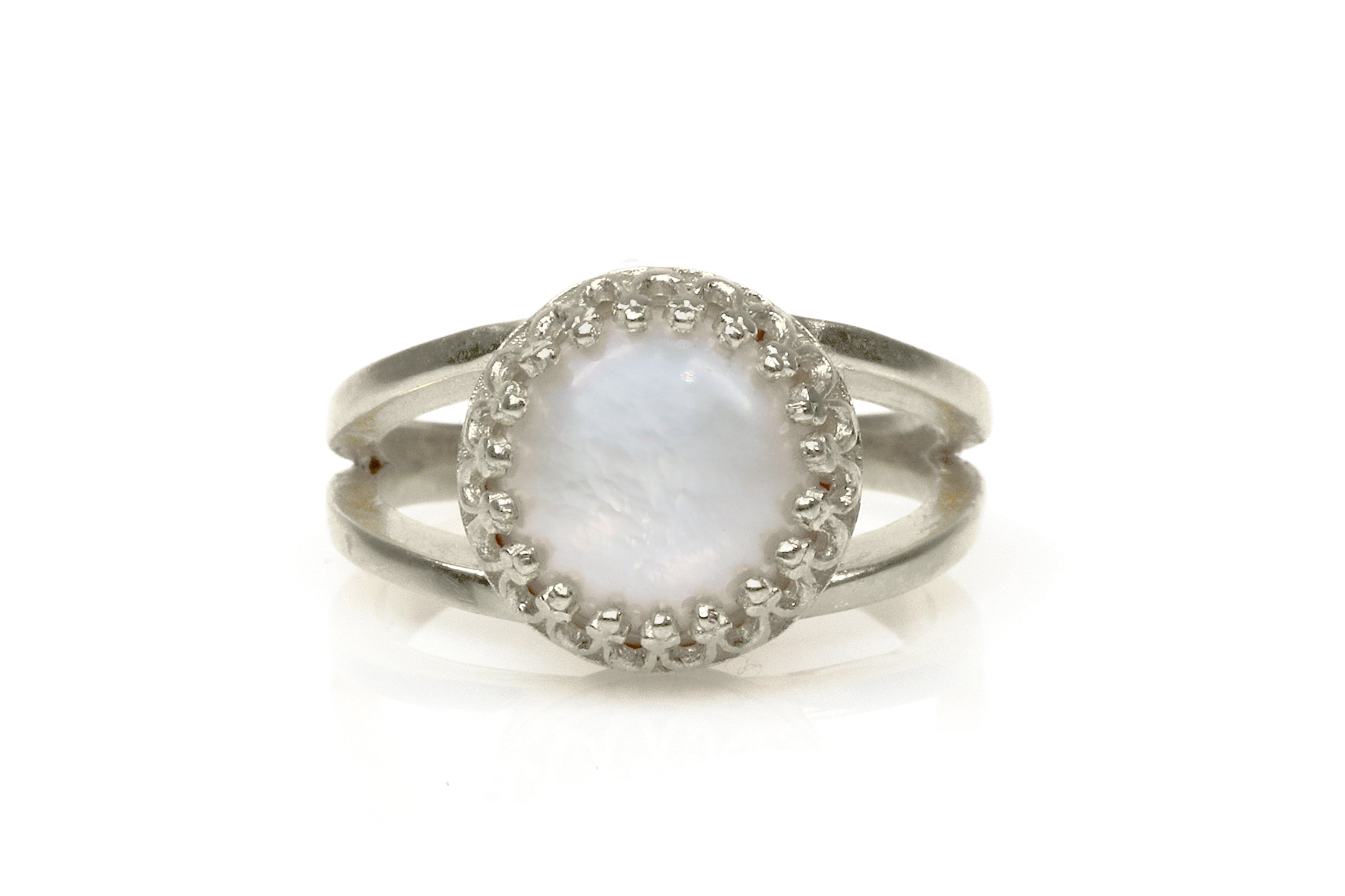 Intricate Mother of Pearl Sterling Silver Rings Rings Anemone Jewelry