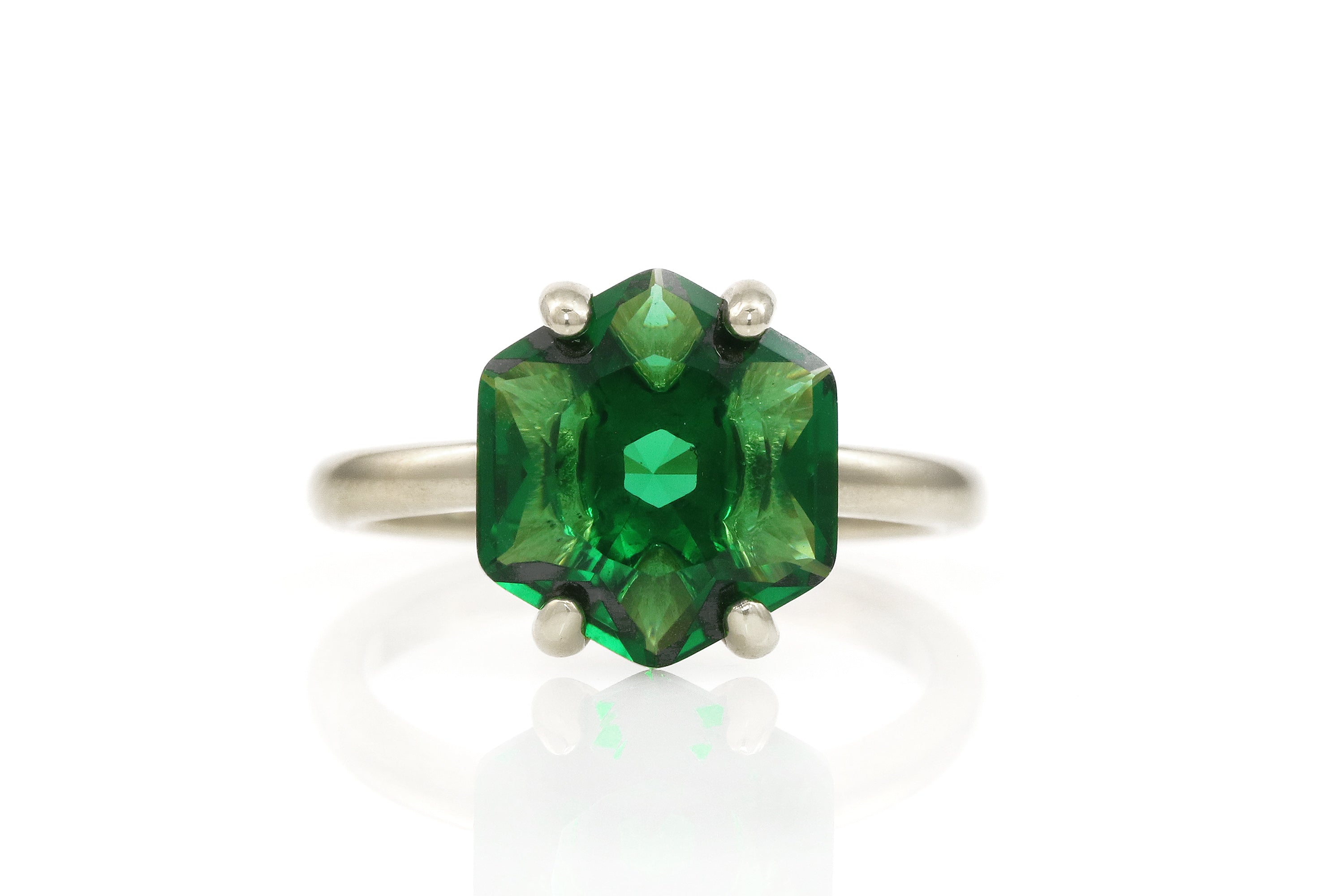 Amazing Emerald Sterling Silver Ring Rings Anemone Unique