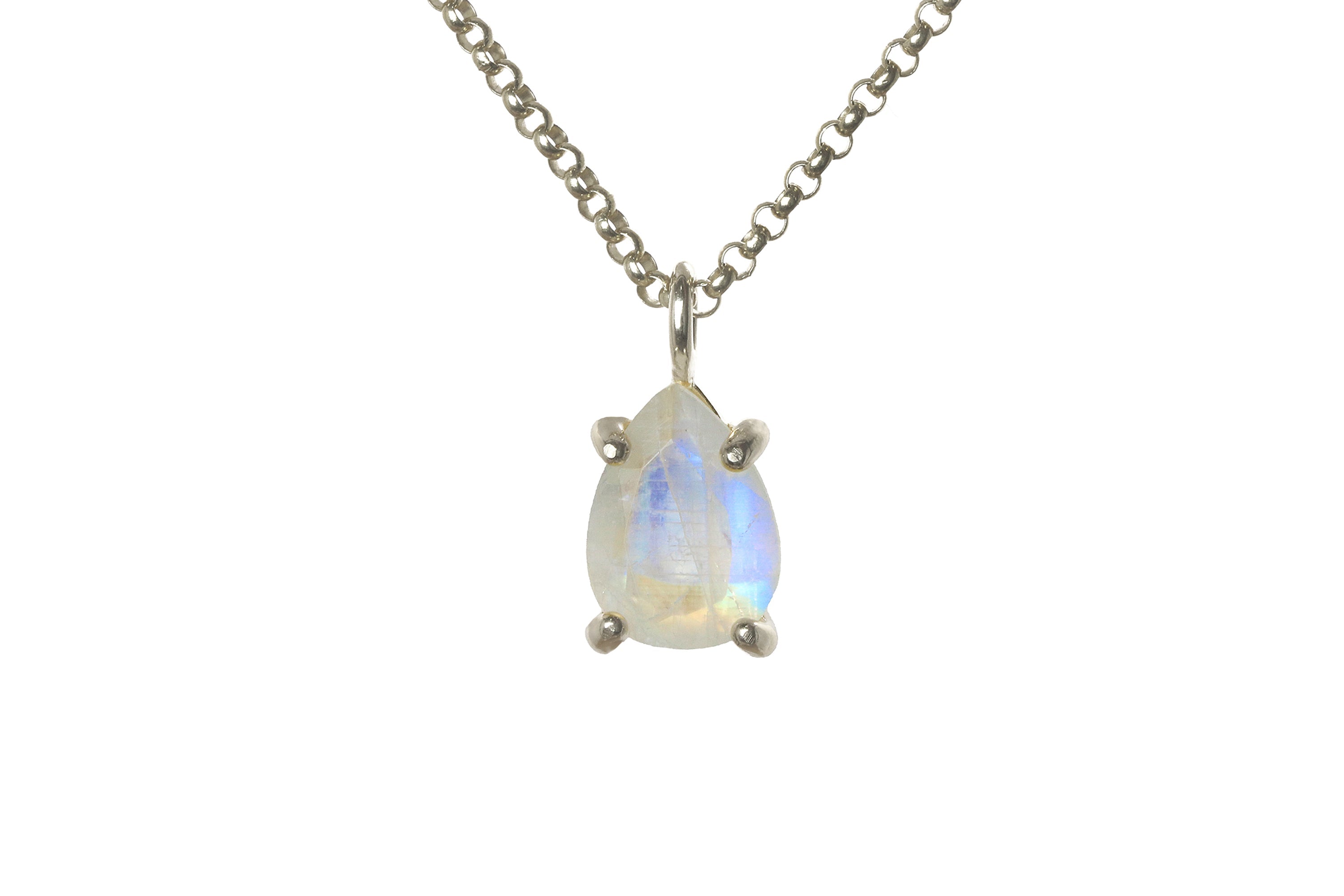 Pear Moonstone Necklace in Sterling Silver necklaces Anemone Unique