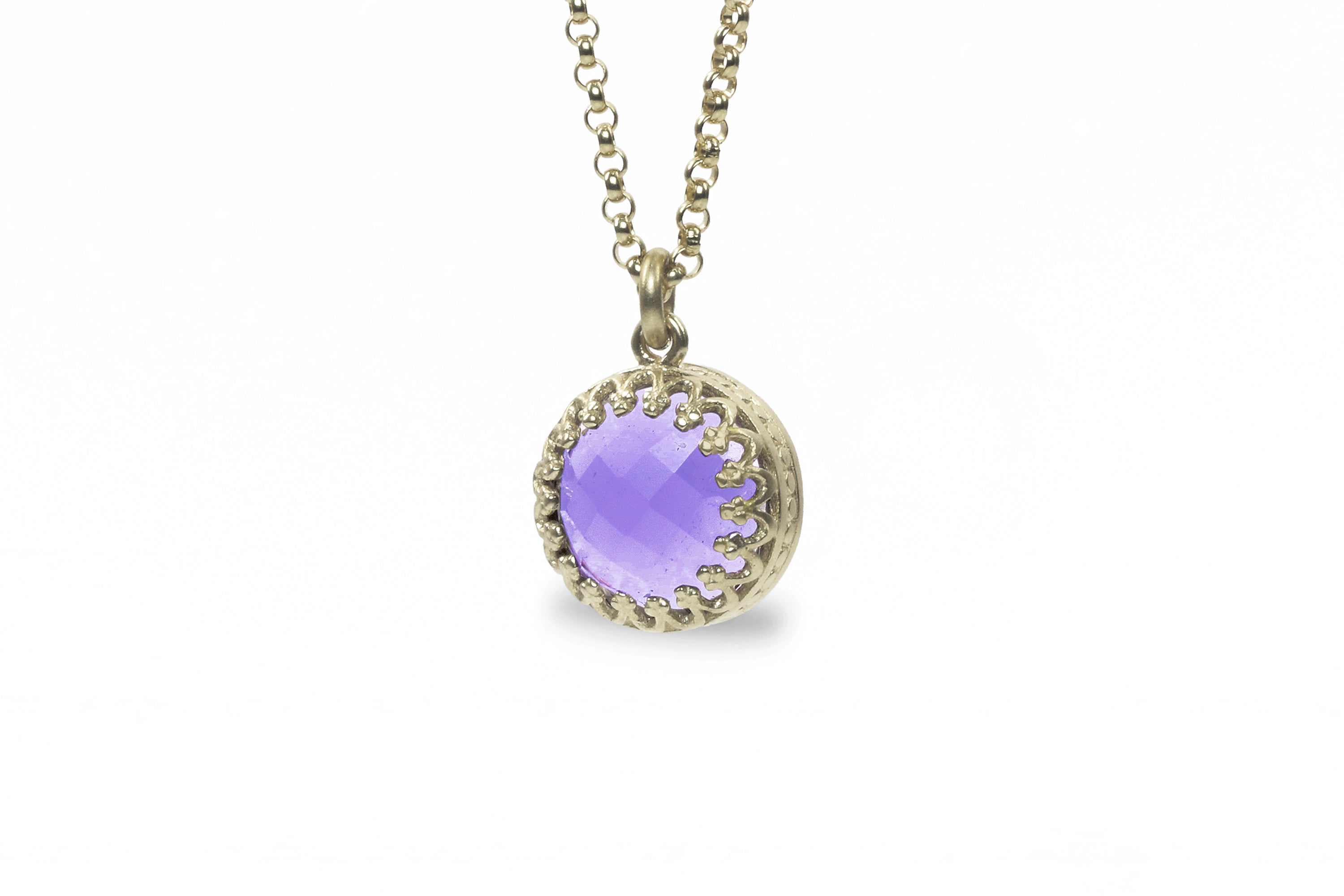 Round 10MM Pendant Amethyst Necklace necklaces Anemone Jewelry