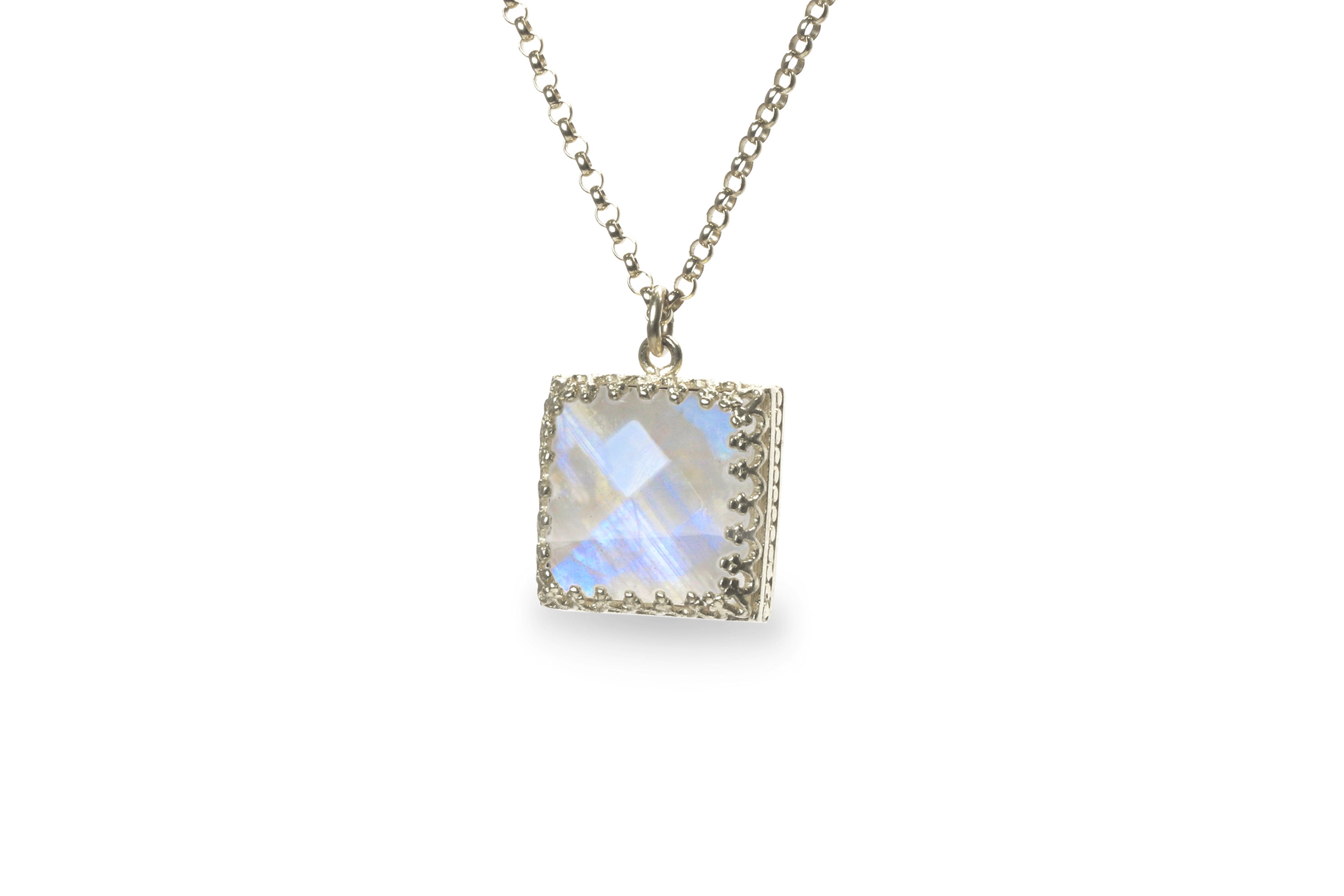 Dainty Square Moonstone Necklace necklaces Anemone Jewelry