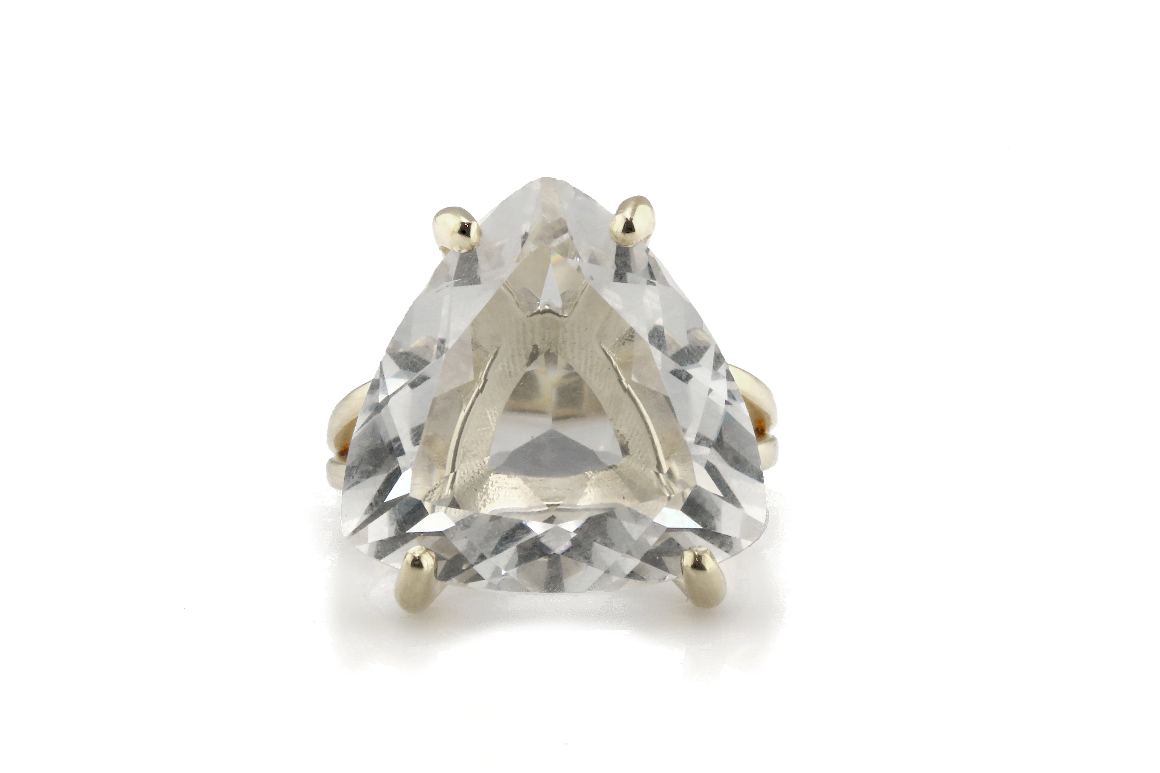 Triangle Clear Quartz Sterling Silver Ring Rings Anemone Jewelry