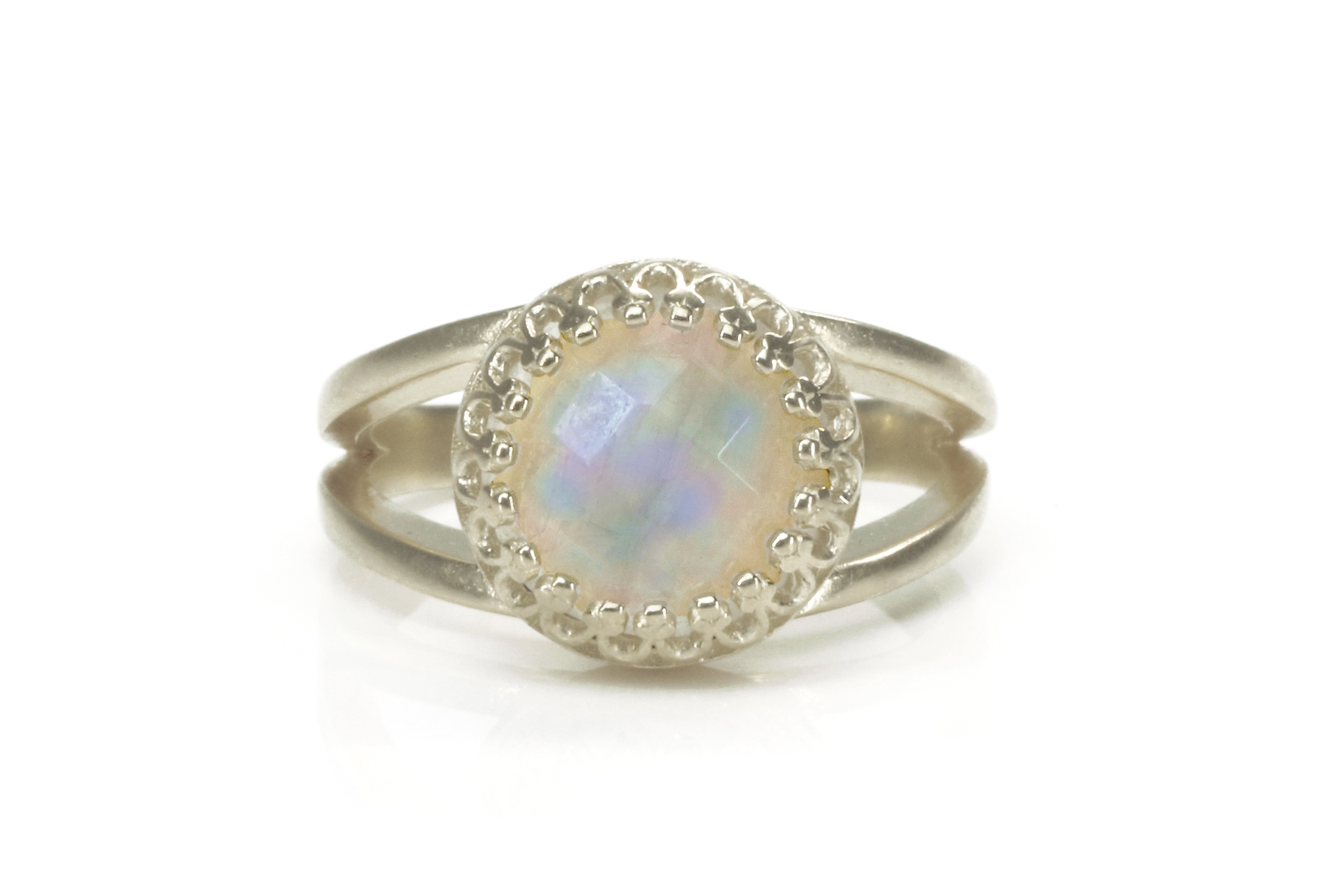 Exquisite Rainbow Moonstone Ring in Sterling Silver Rings Anemone Jewelry