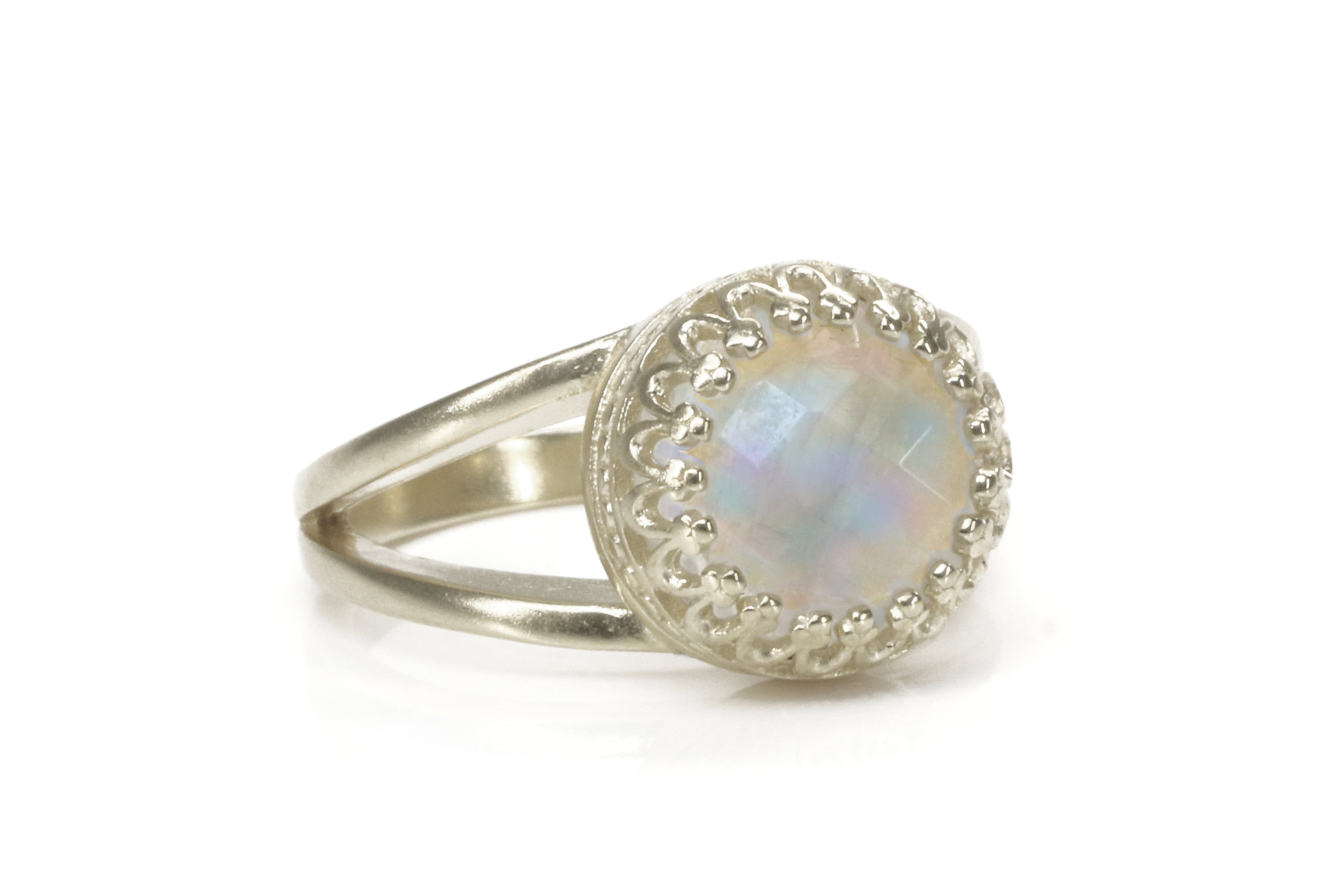 Exquisite Rainbow Moonstone Ring in Sterling Silver Rings Anemone Jewelry