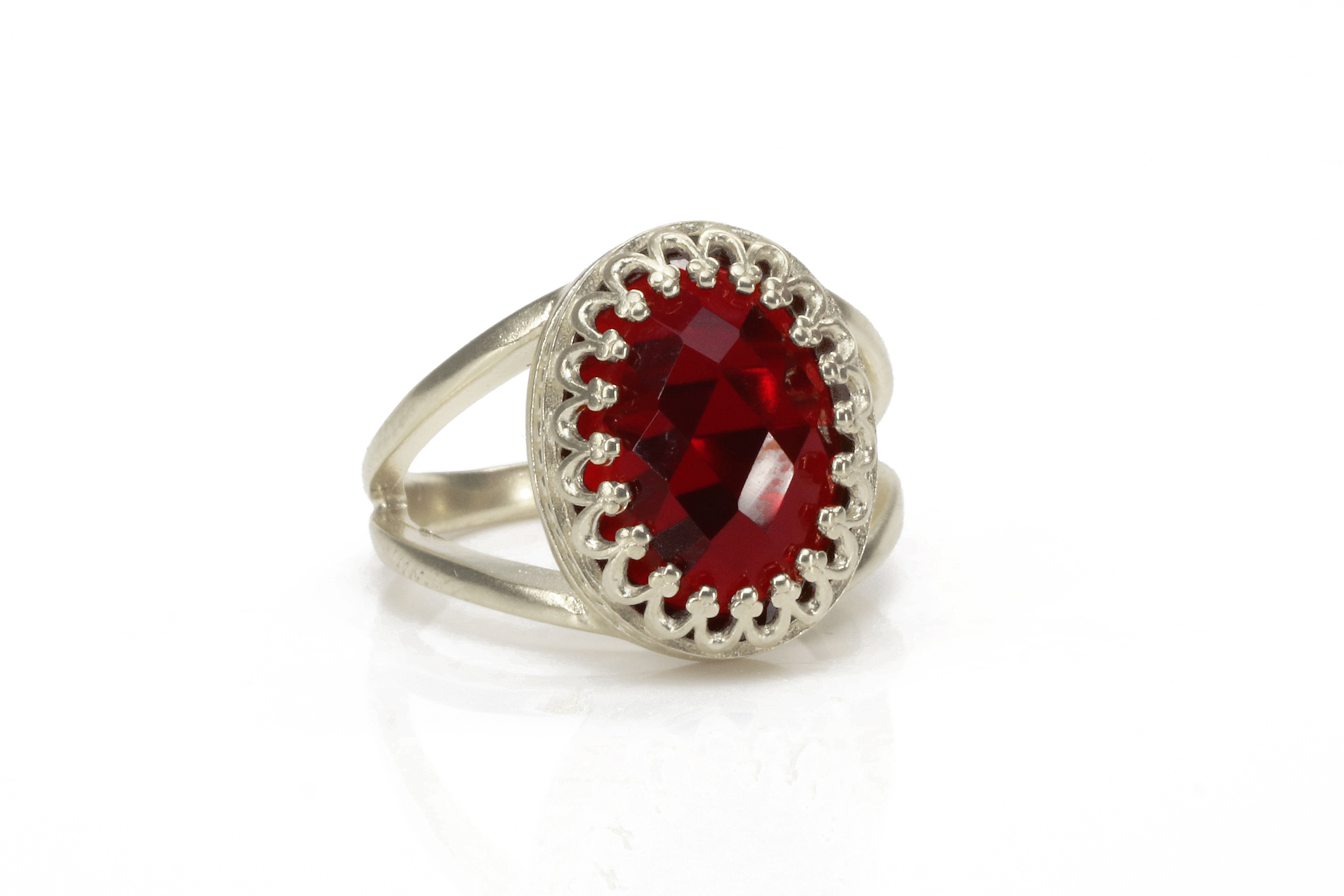Stunning Red Garnet in 14K Gold - Sterling Silver Rings Anemone Jewelry