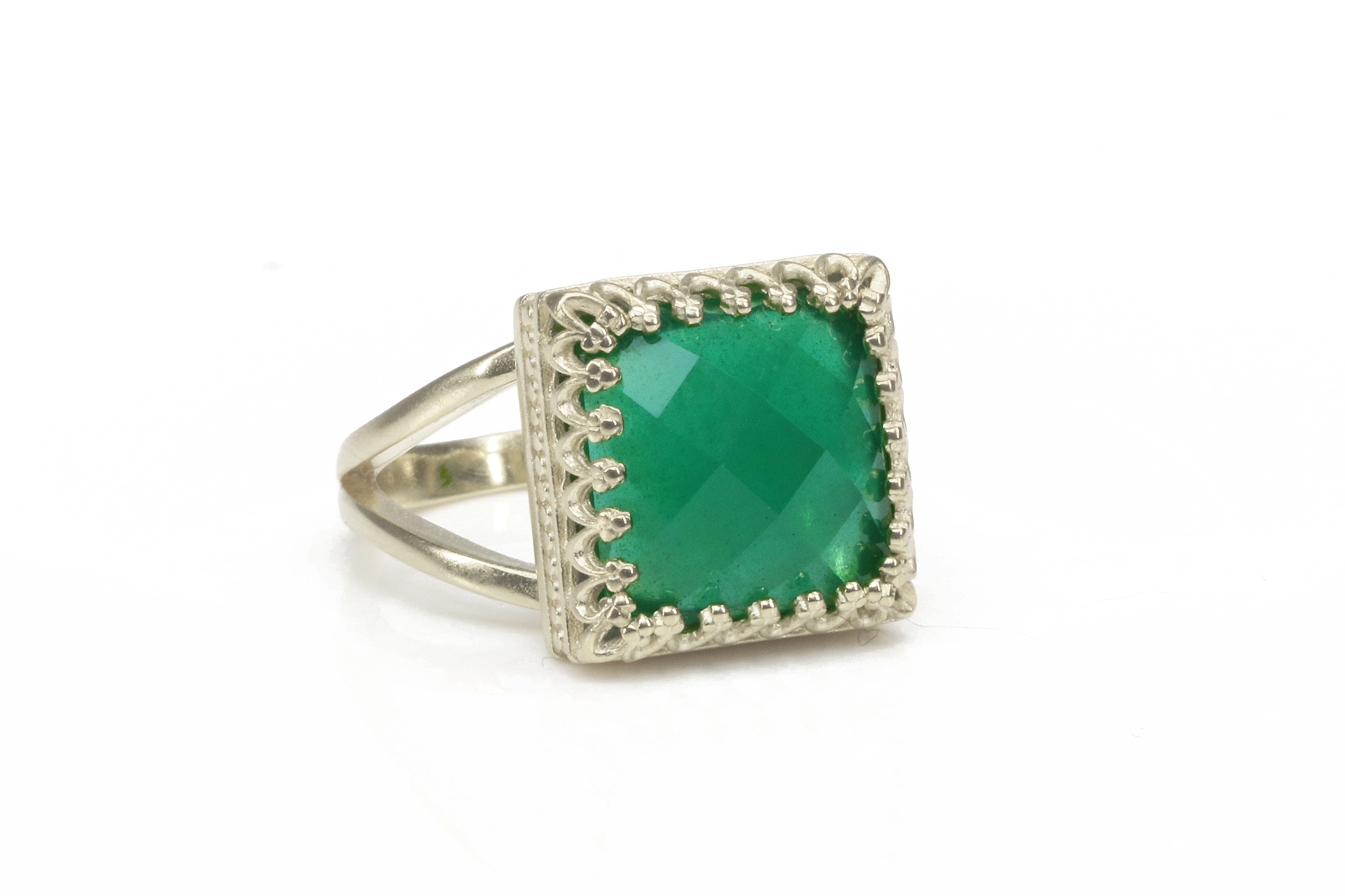 Green Onyx in 925 Sterling Silver Rings Anemone Jewelry