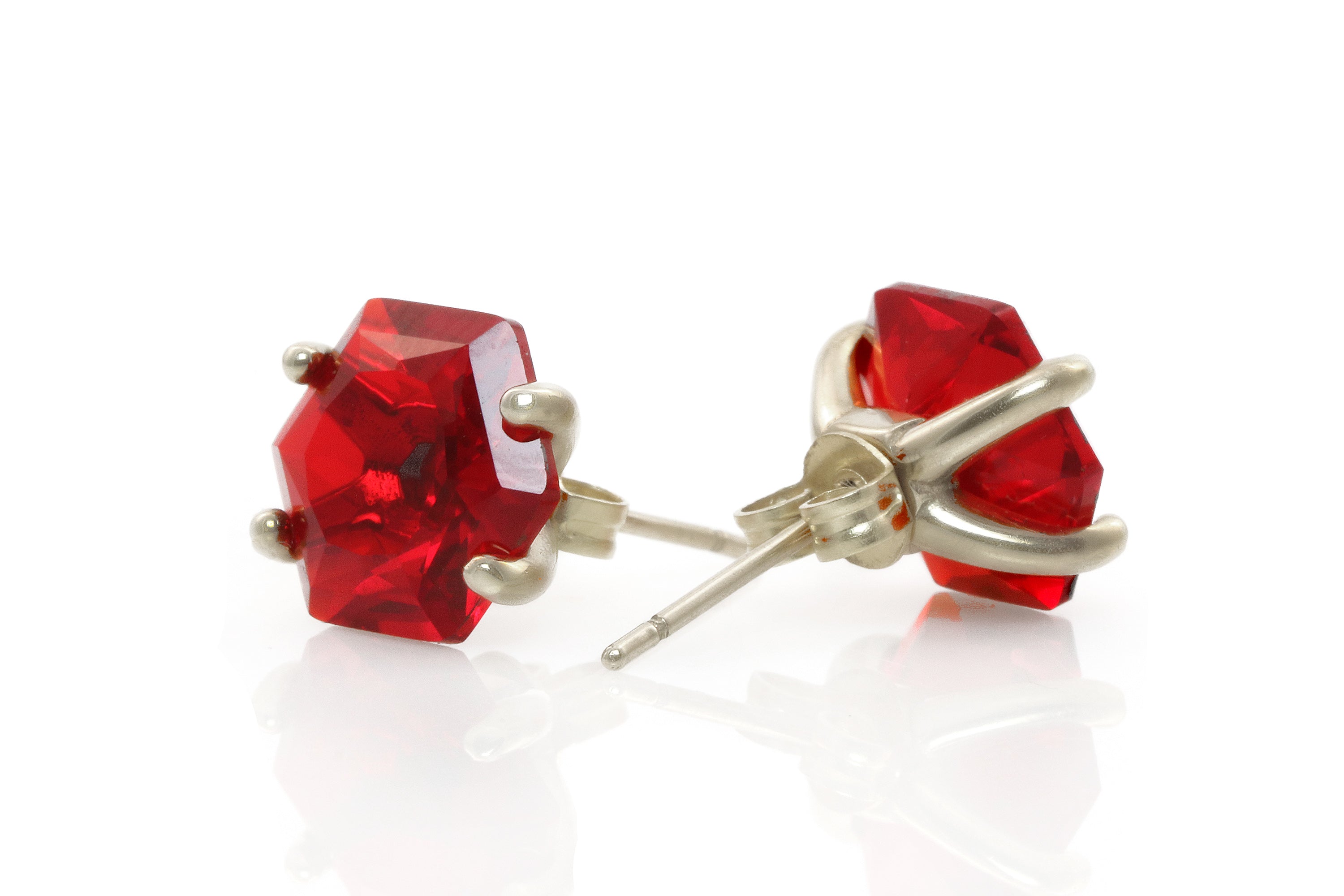 Vibrant Ruby Sterling Silver Earrings Earrings Anemone Unique