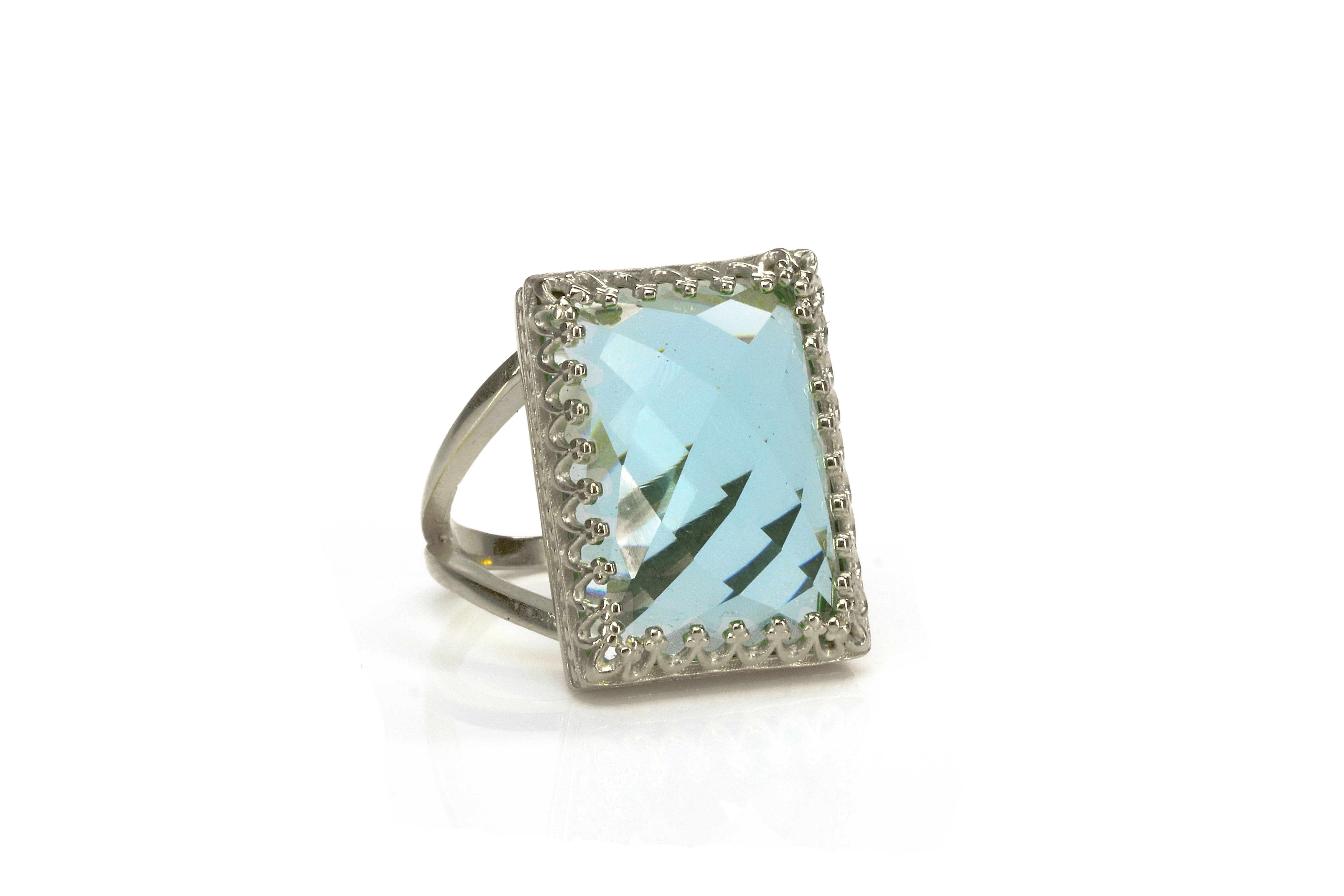 Rectangular Topaz Ring in 925 Sterling Silver Rings Anemone Jewelry