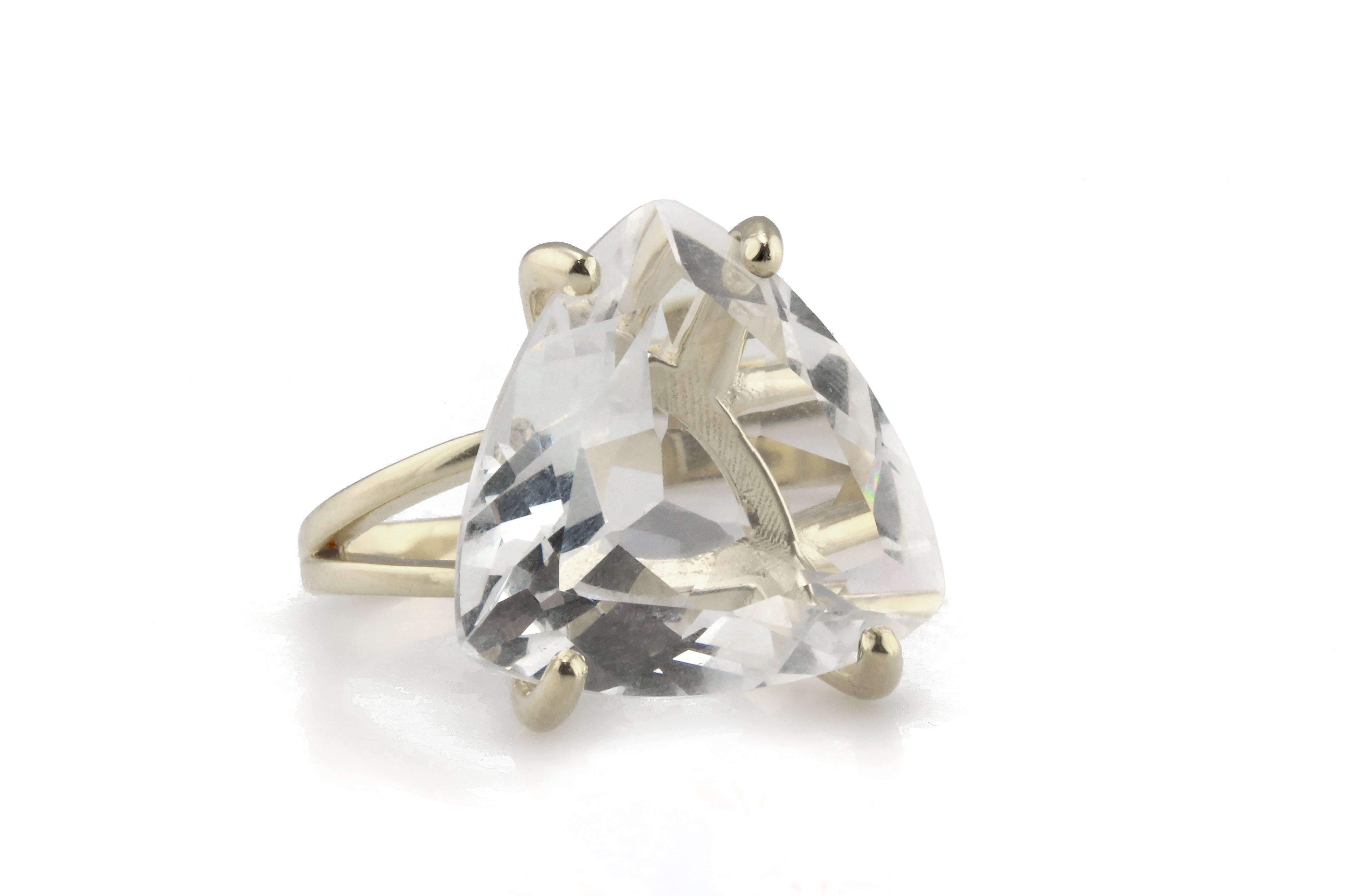 Triangle Clear Quartz Sterling Silver Ring Rings Anemone Jewelry