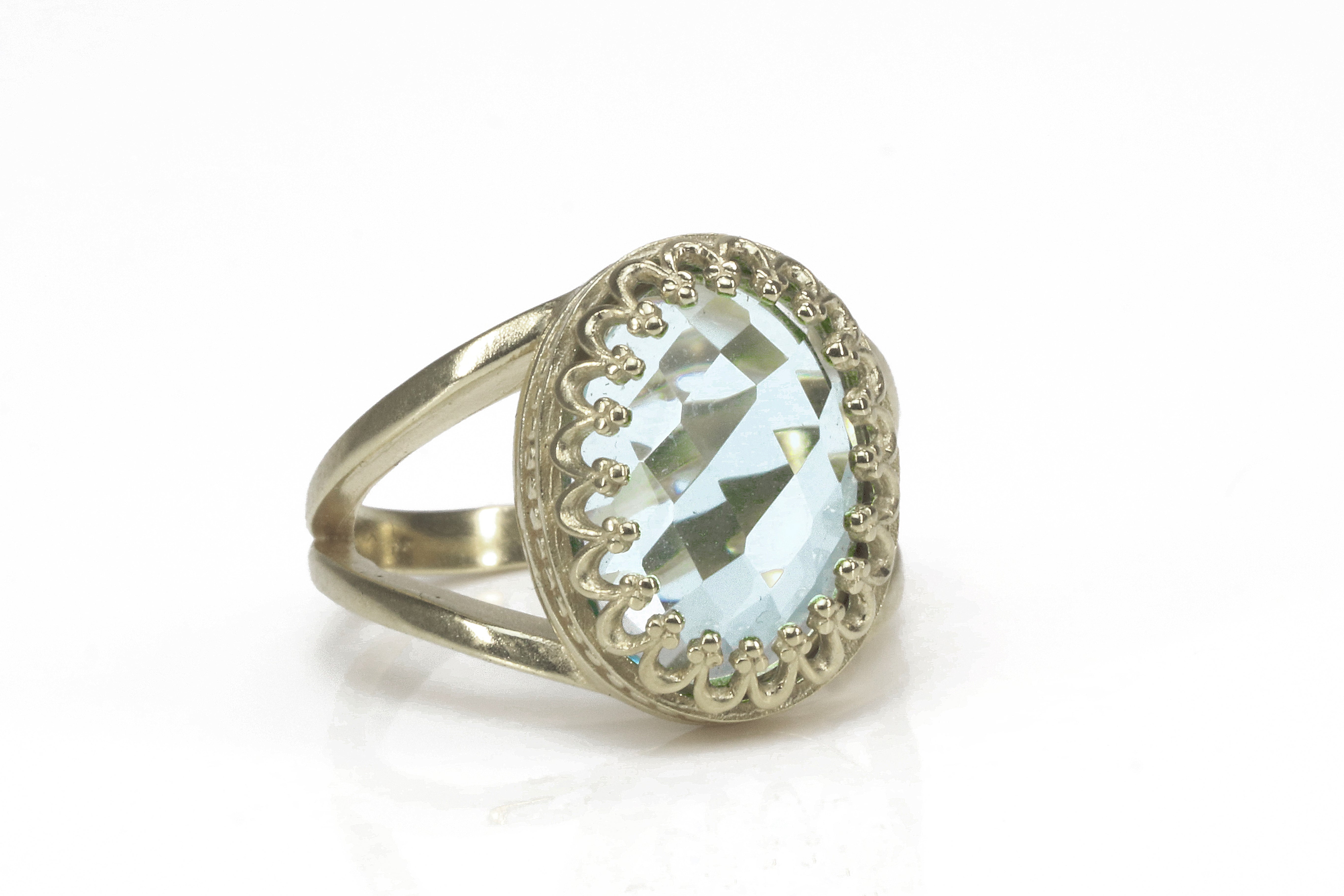 Oval Blue Topaz in 925 Sterling Silver Rings Anemone Jewelry