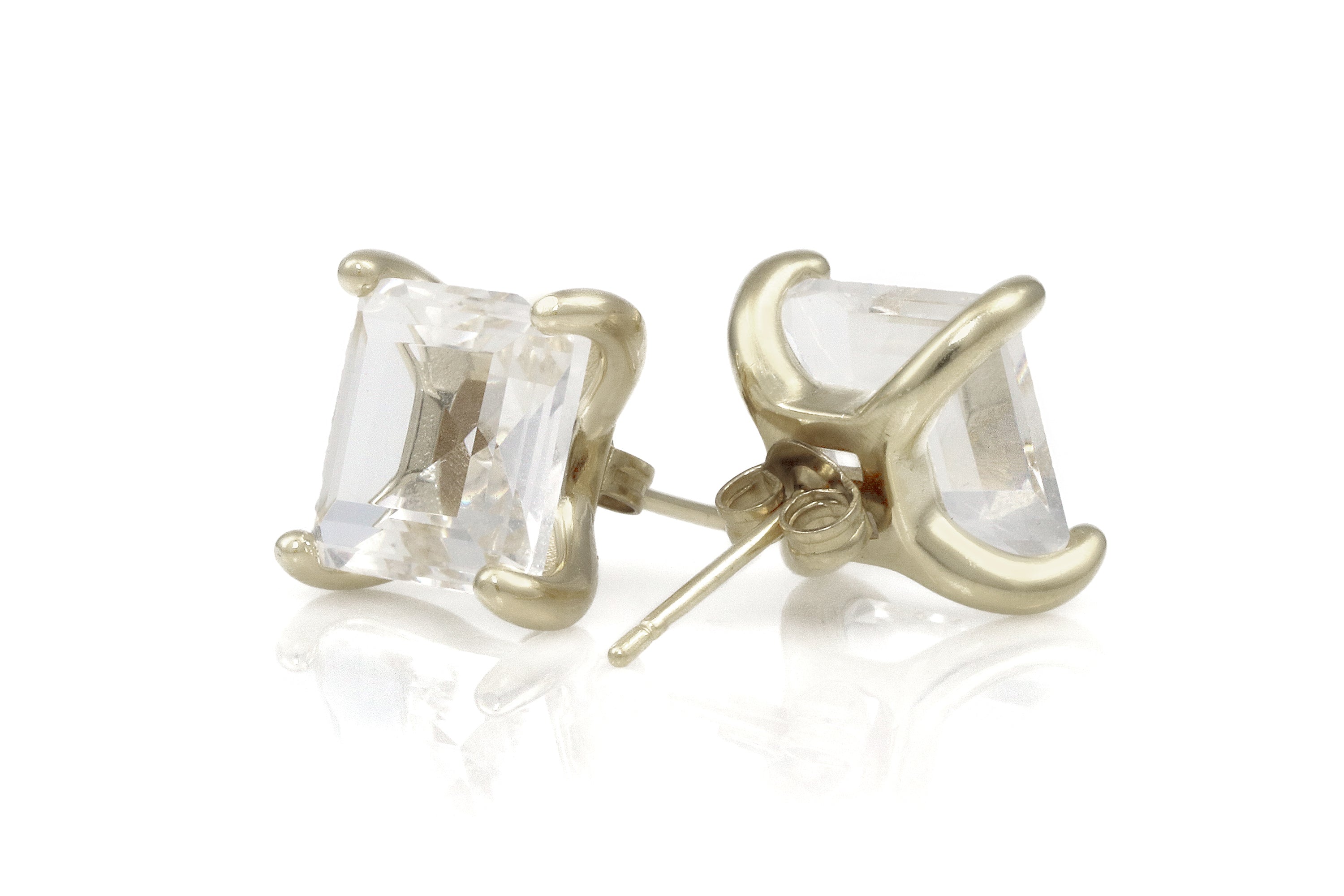 Sparkly Clear Quartz Earrings in Sterling Silver Studs Earrings Anemone Unique