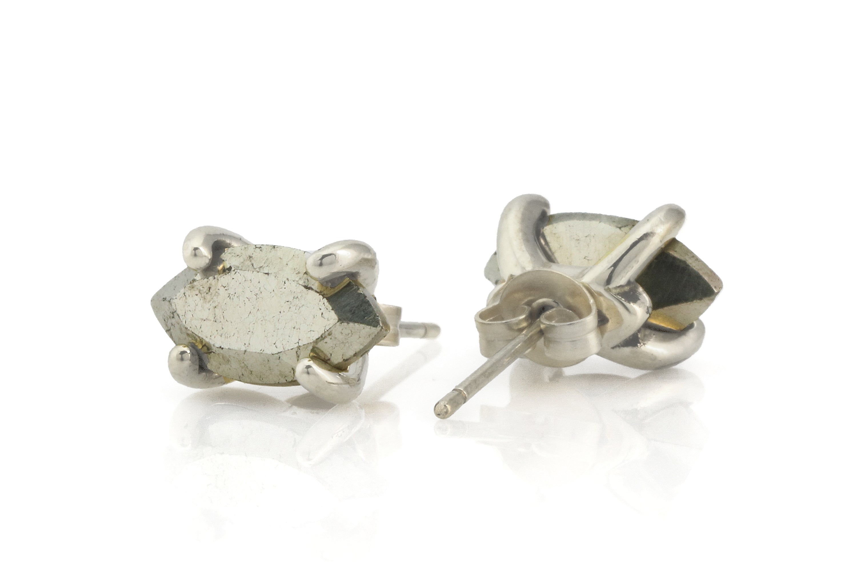 Marquise Iron Pyrite Sterling Silver Earrings Earrings Anemone Unique