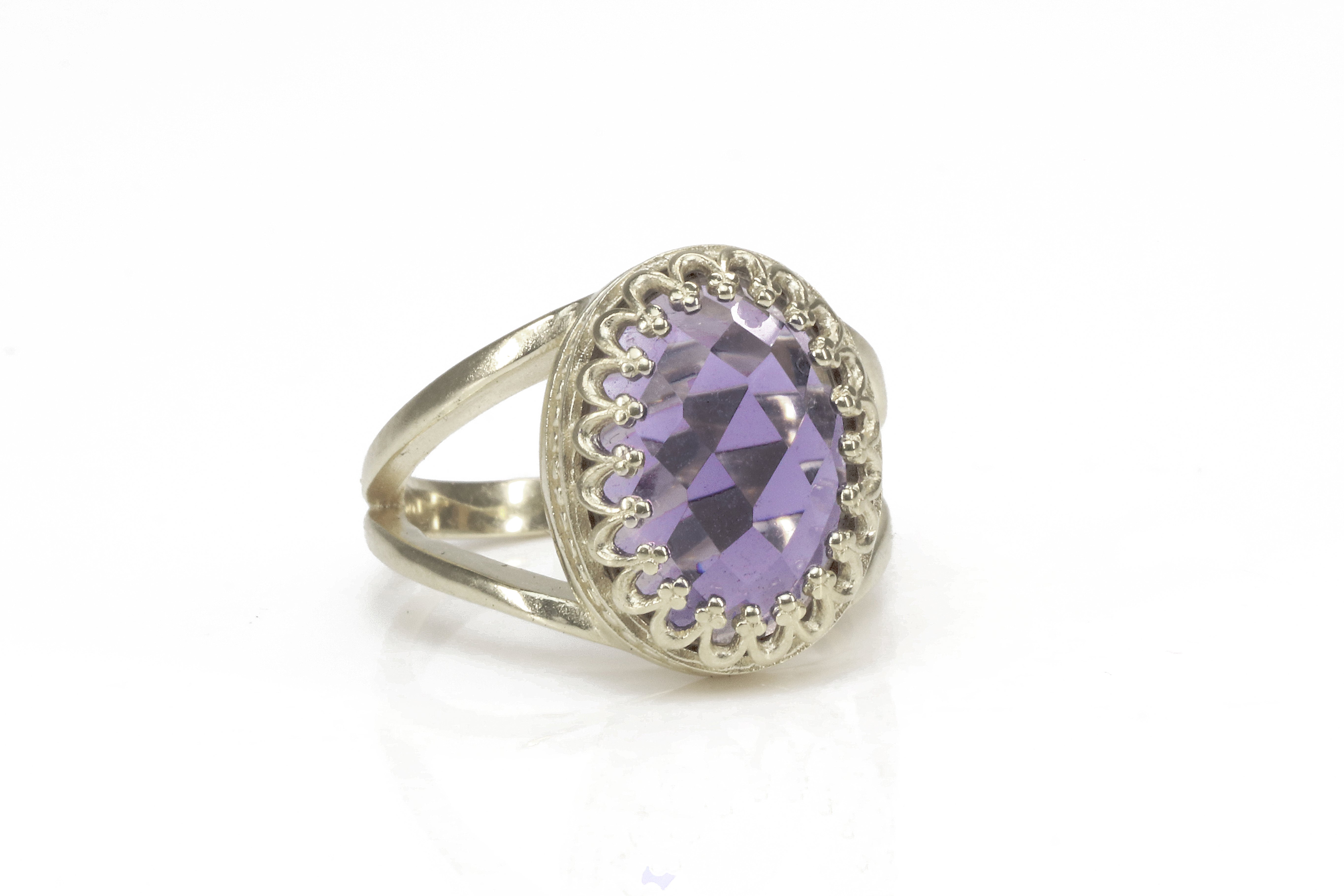 Elegant Amethyst Gemstone in Sterling Silver Rings Anemone Jewelry