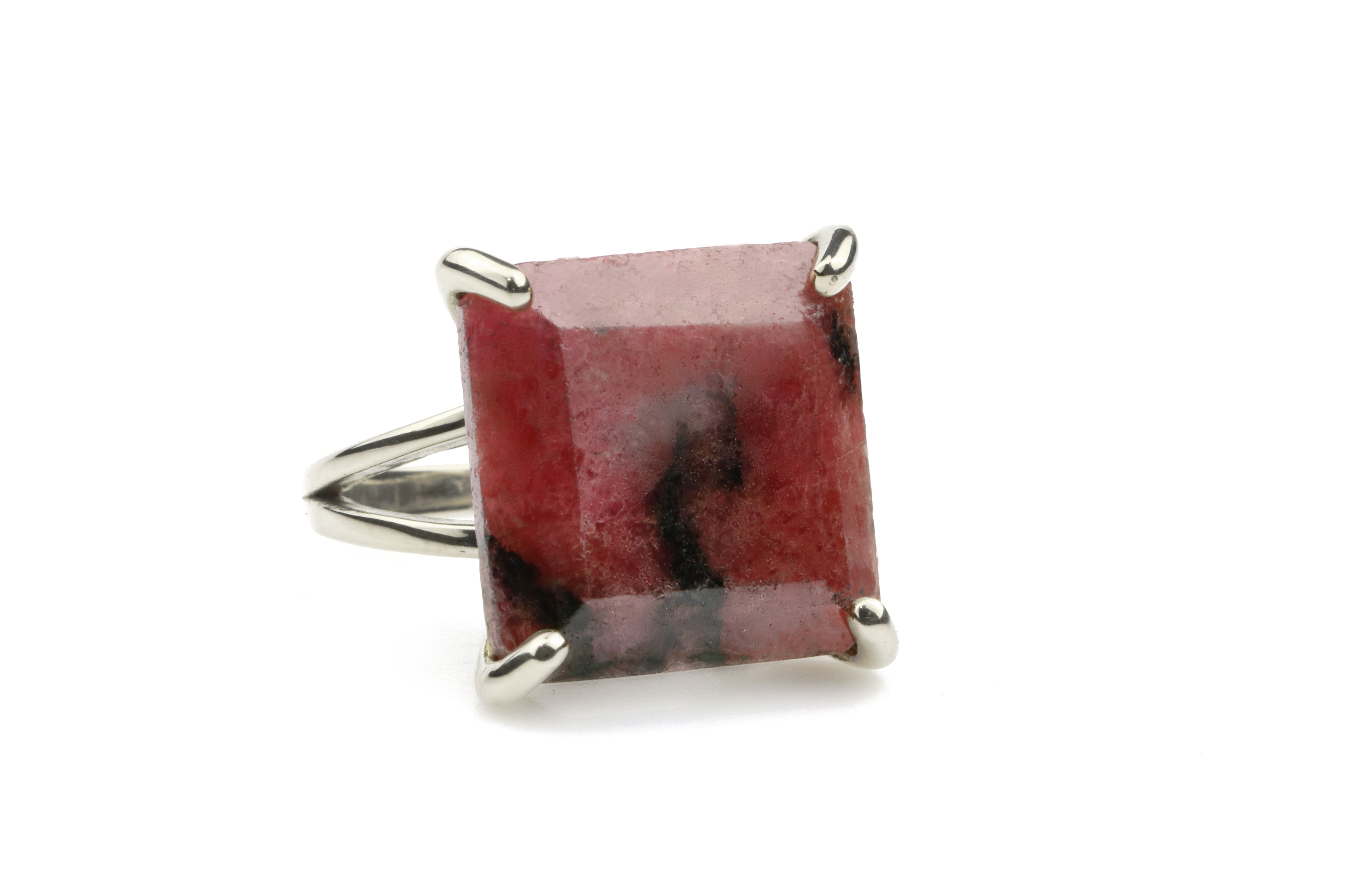 Artisan Rhodonite Ring with 925 Sterling Silver Ring Band Rings Anemone Jewelry