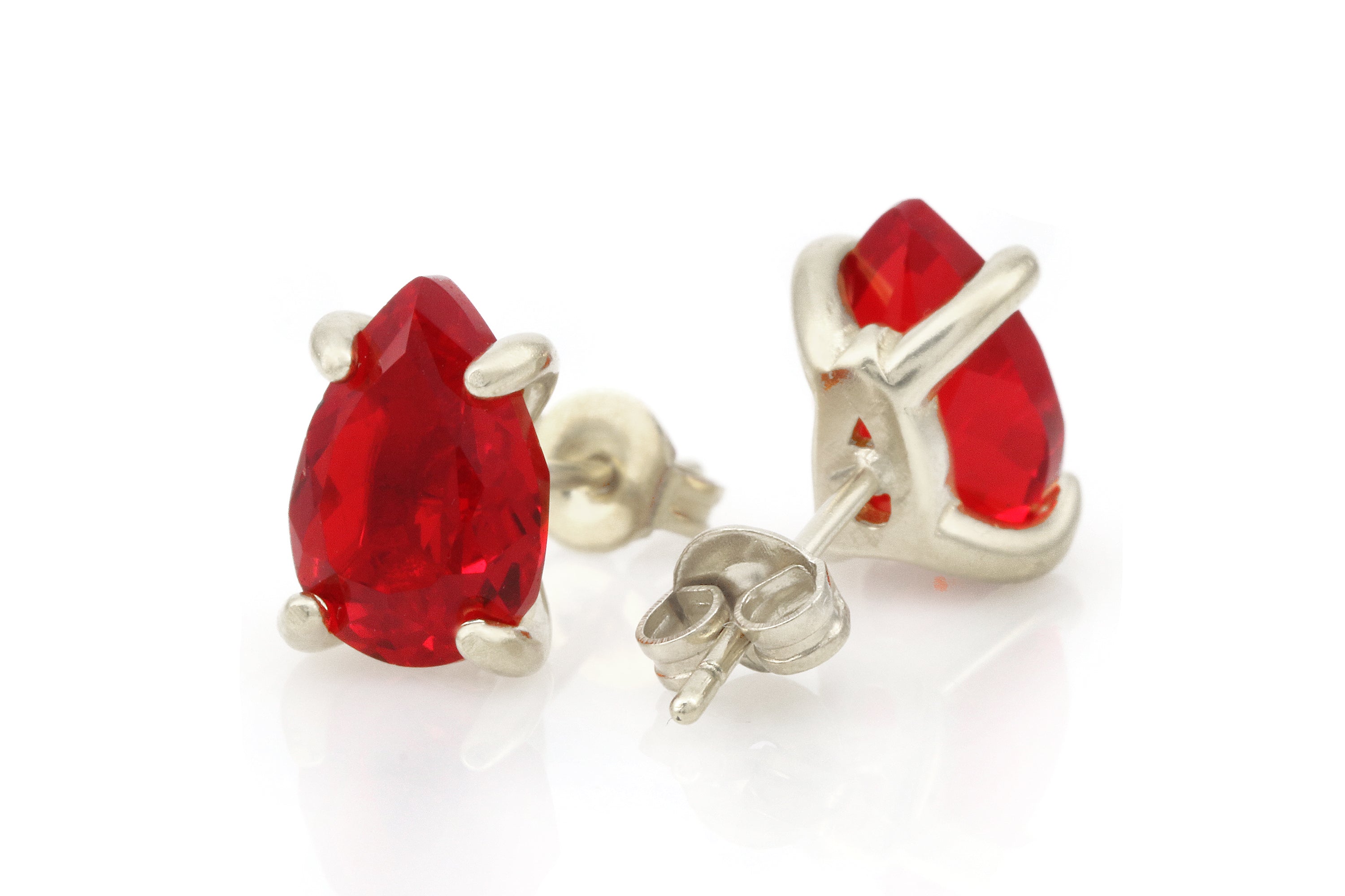 Red Ruby Sterling Silver Earrings Earrings Anemone Unique