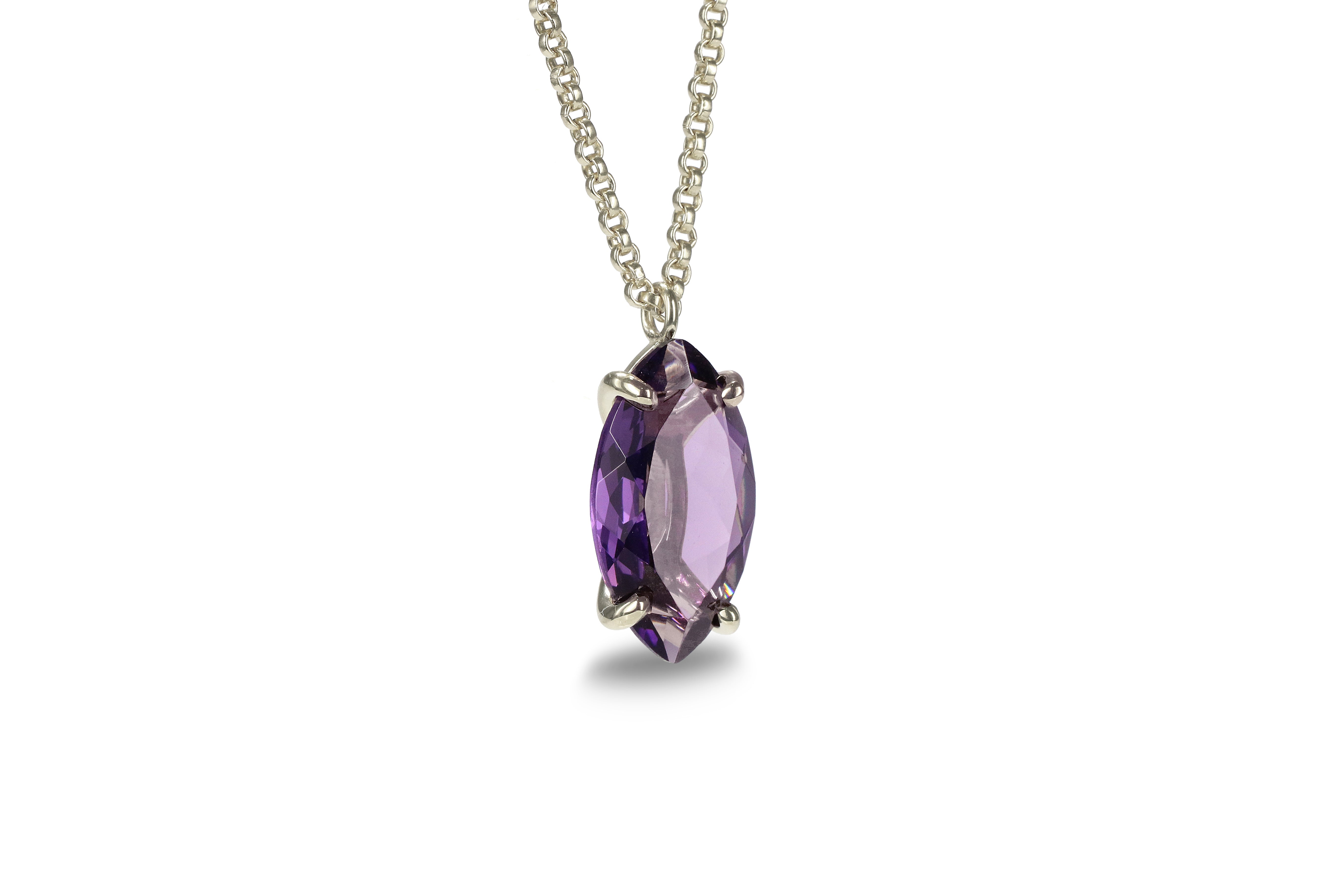 Marquise Amethyst Sterling Silver Necklace for Women necklaces Anemone Jewelry