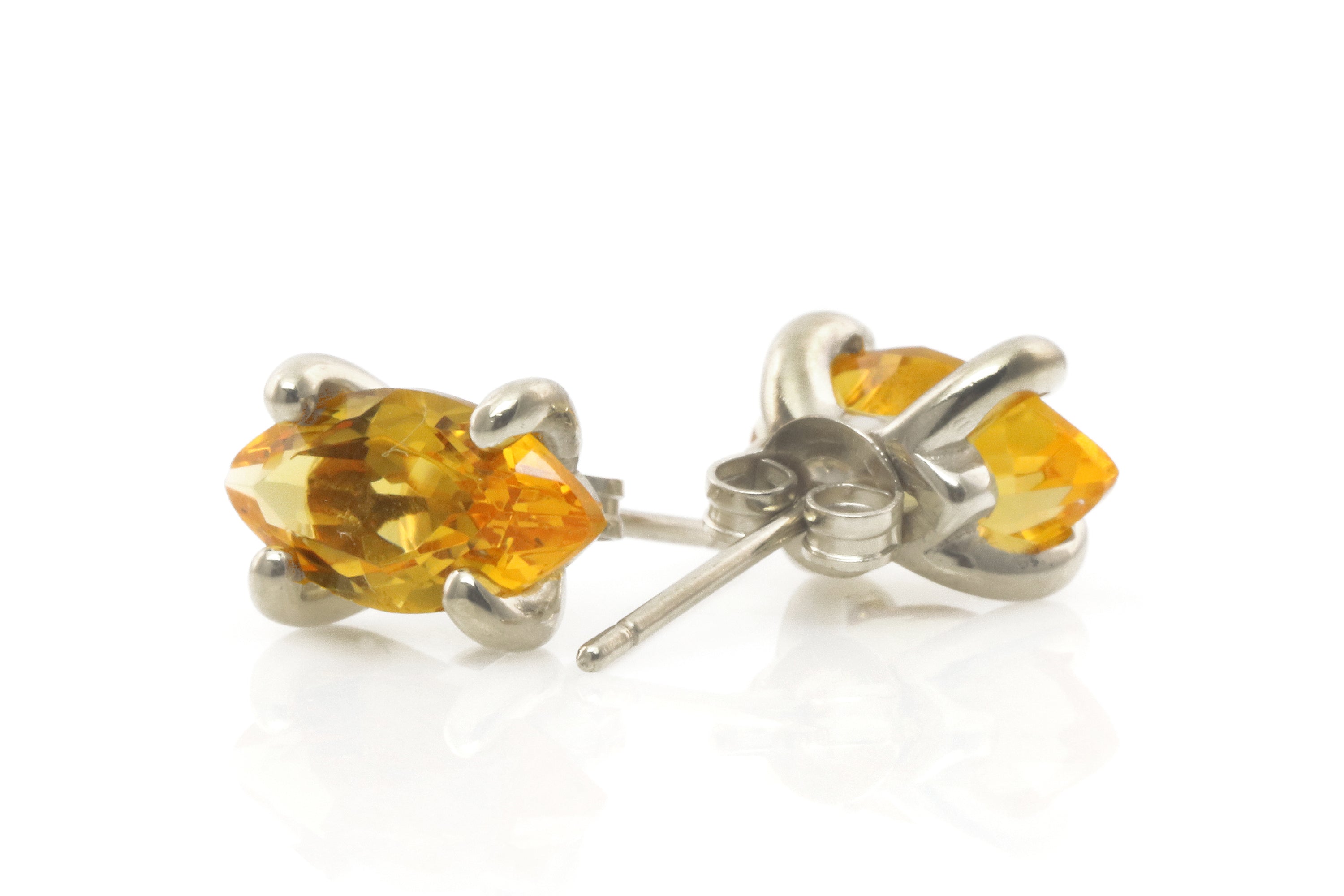 Citrine Sterling Silver Marquise Earrings Earrings Anemone Unique
