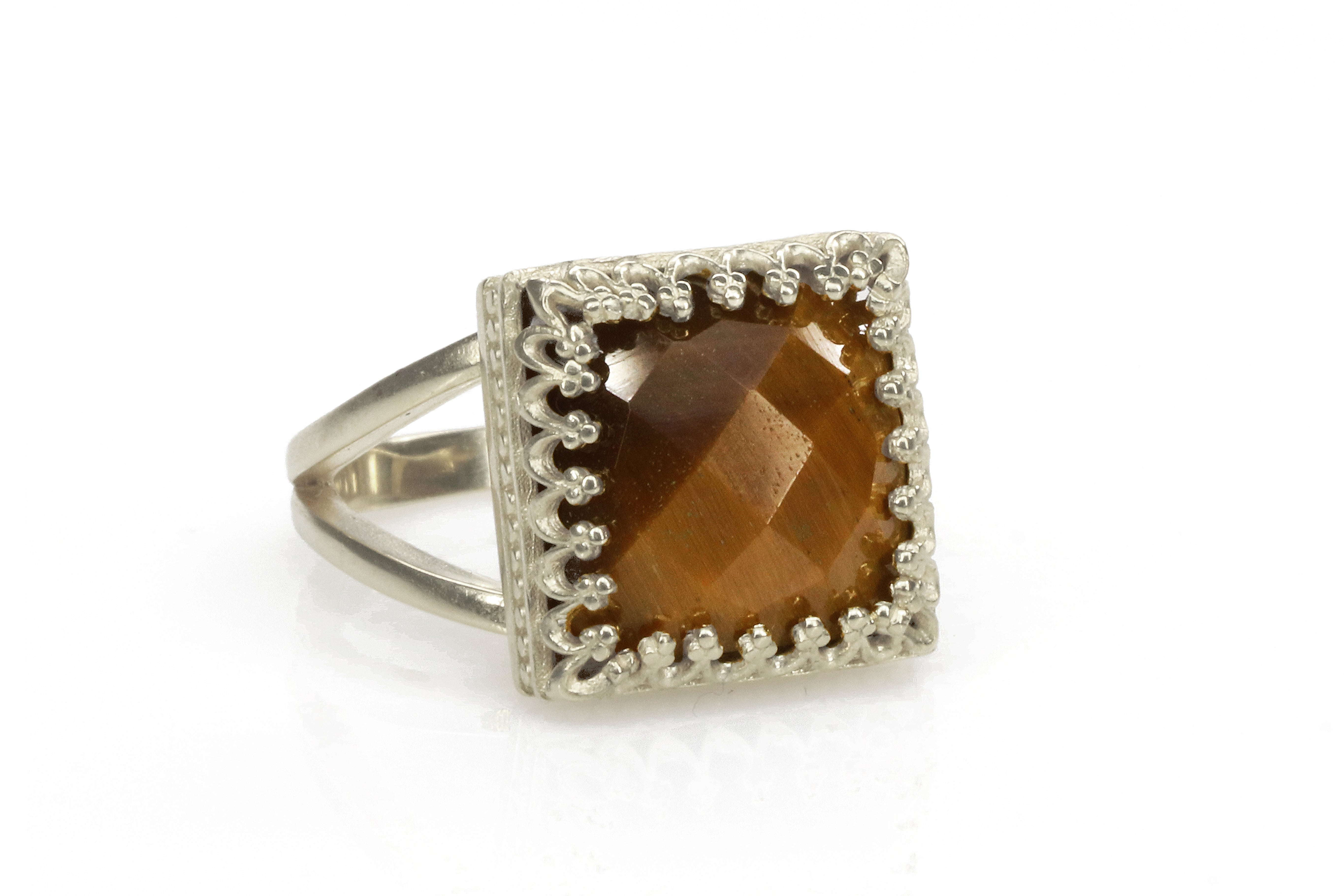 Natural Tiger Eye in 925 Sterling Silver Rings Anemone Jewelry