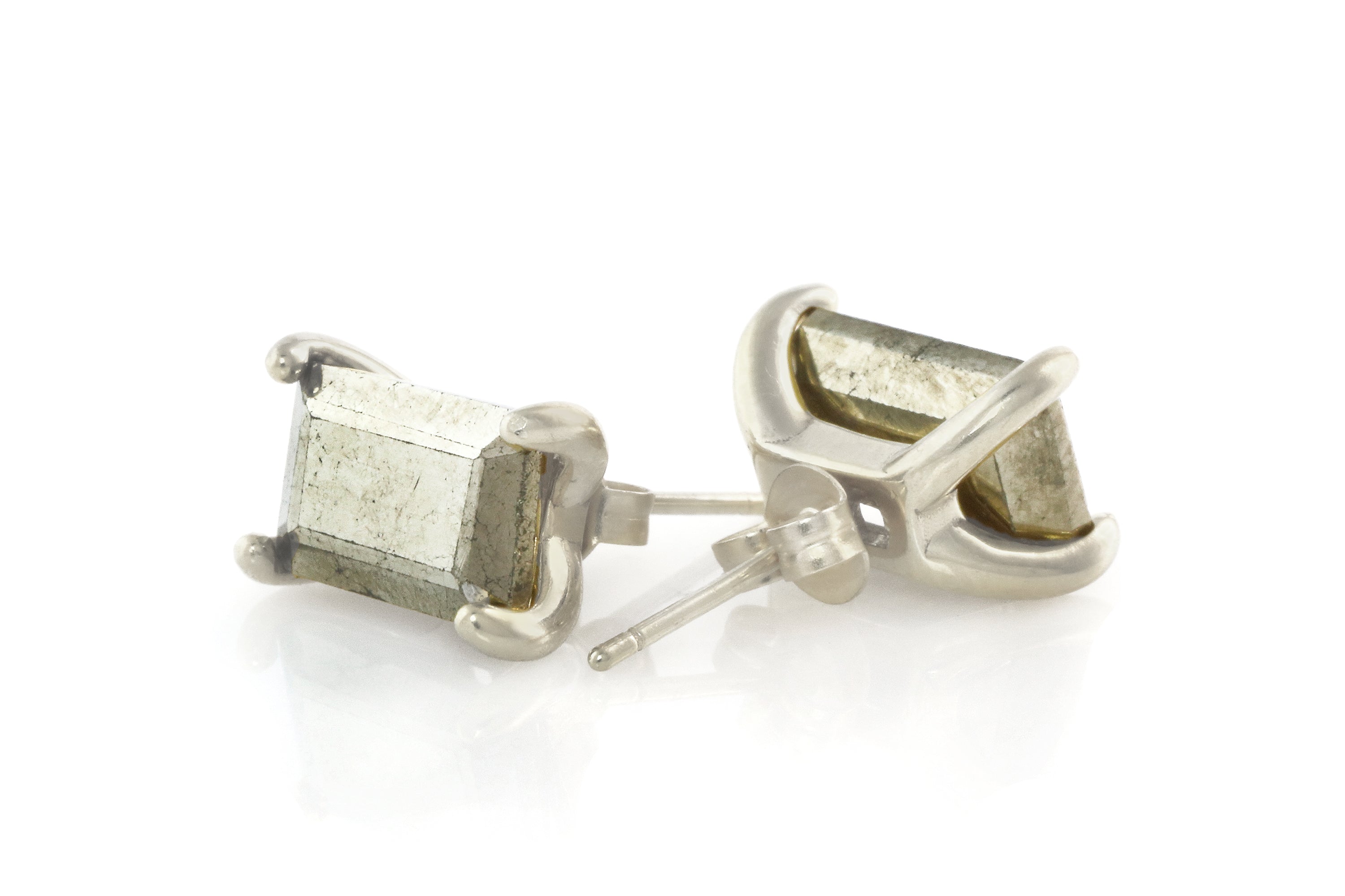 Simple Iron Pyrite Sterling Silver Earrings Earrings Anemone Unique