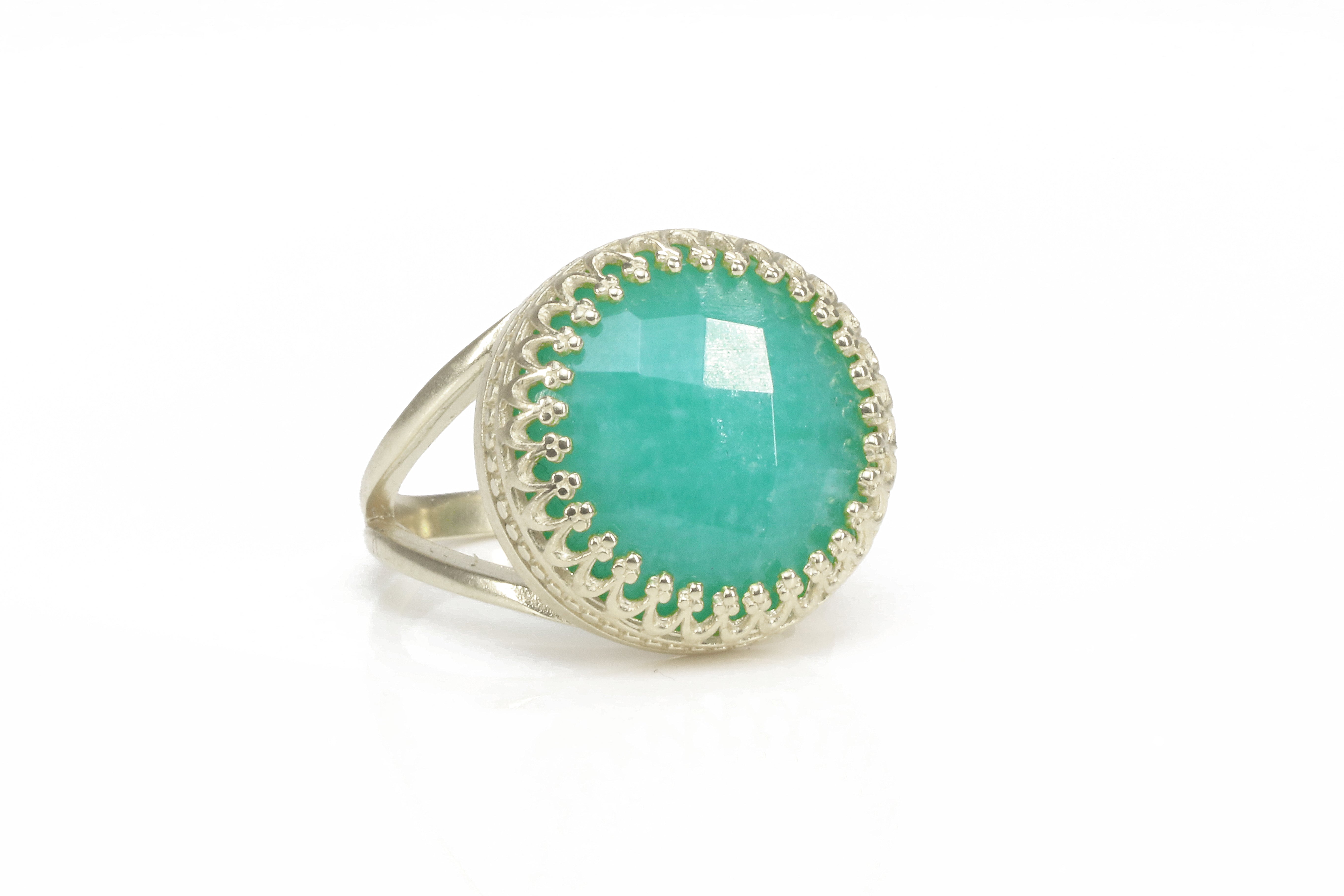 Bold Amazonite Gem Ring in 925 Sterling Silver Rings Anemone Jewelry