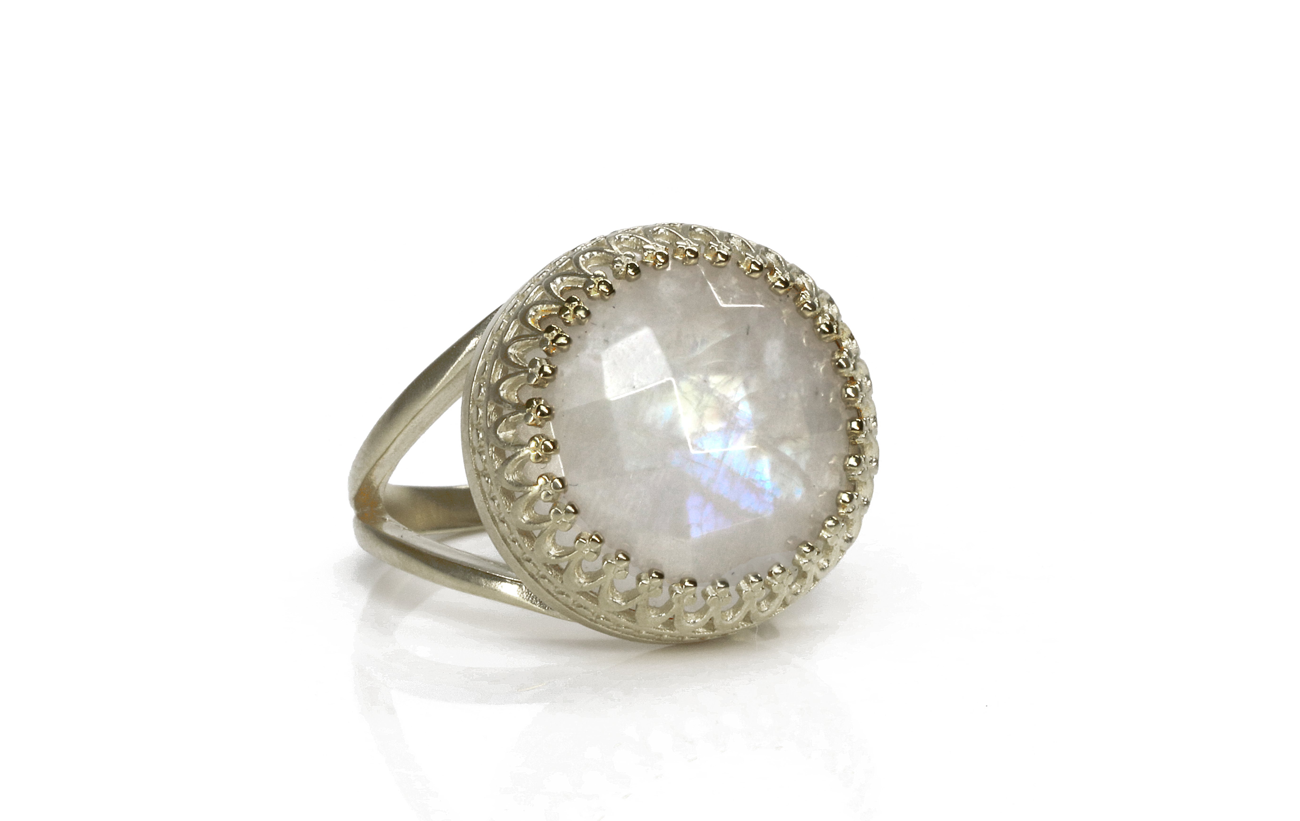Elegant Fine Moonstone Sterling Silver Ring Rings Anemone Jewelry