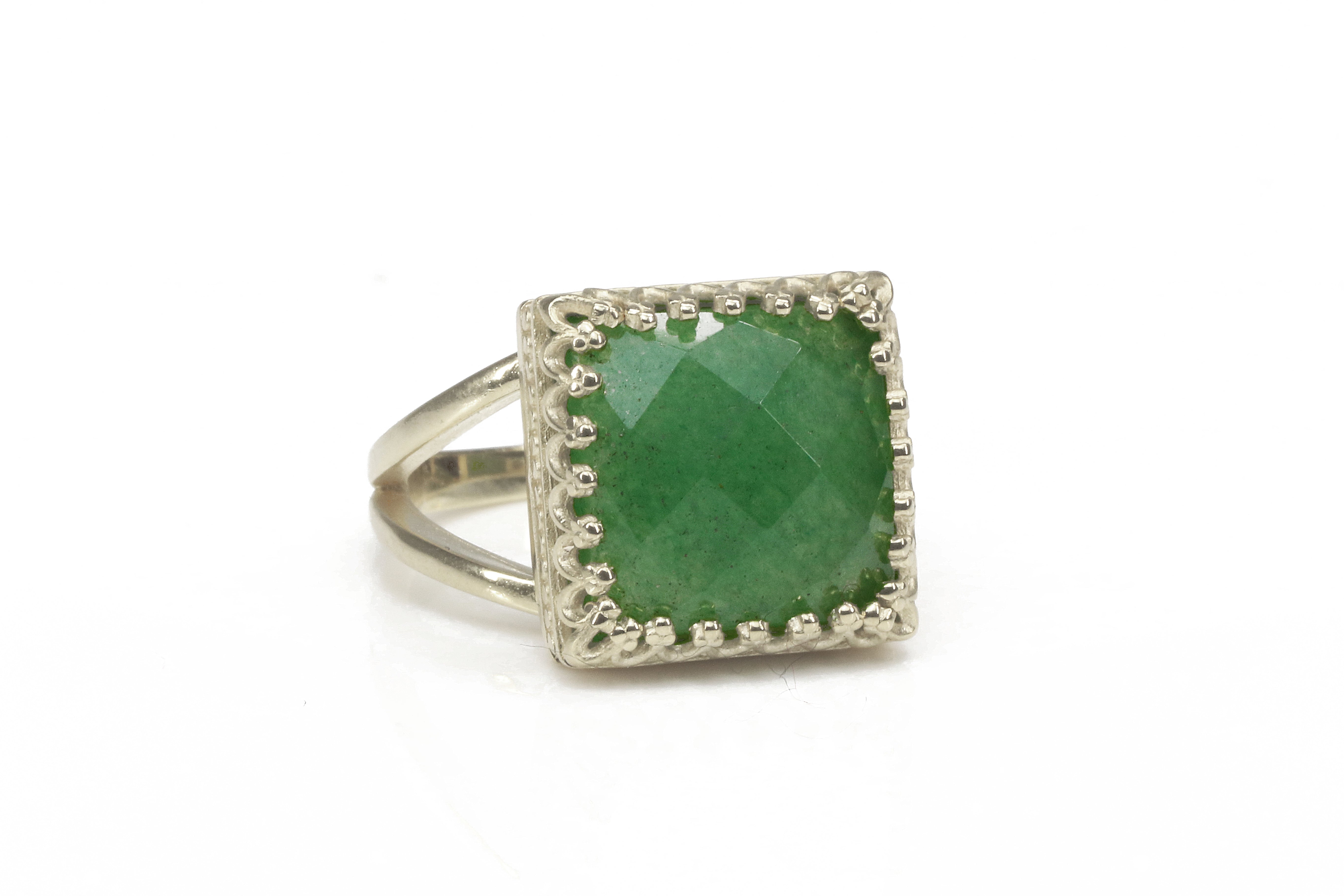 Intricate Aventurine Ring in 925 Sterling Silver Band Rings Anemone Jewelry