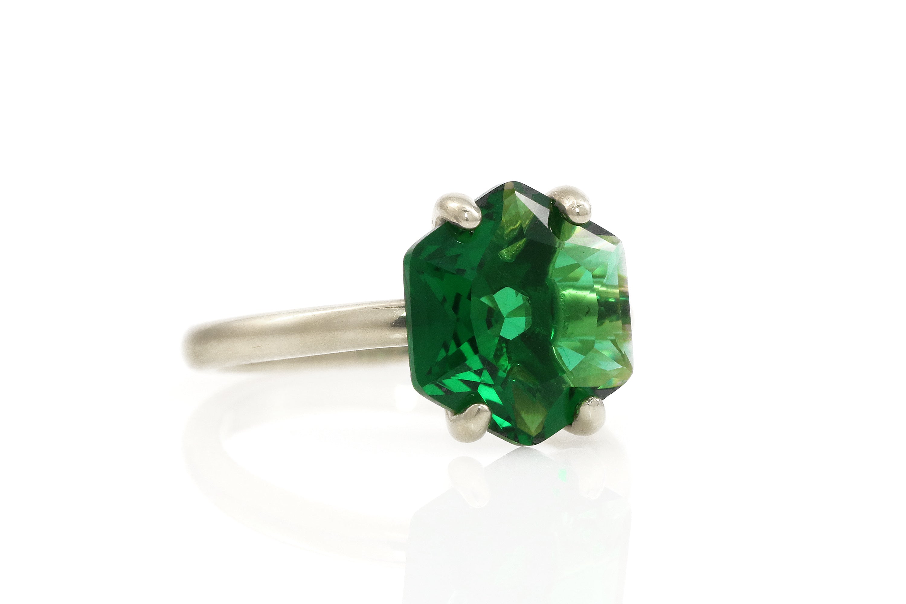 Amazing Emerald Sterling Silver Ring Rings Anemone Unique