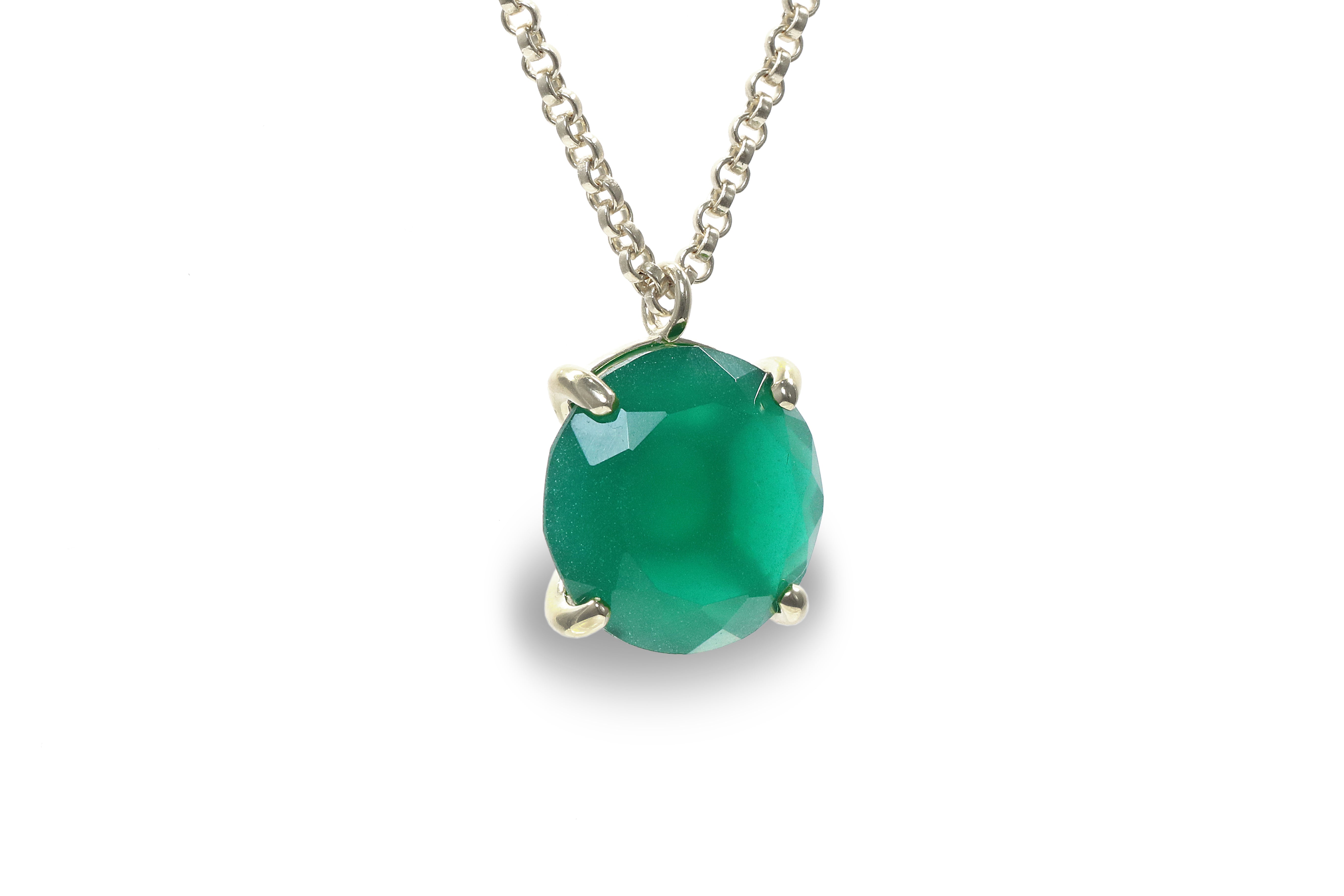 Statement Green Onyx Necklace in 925 Sterling Silver necklaces Anemone Jewelry