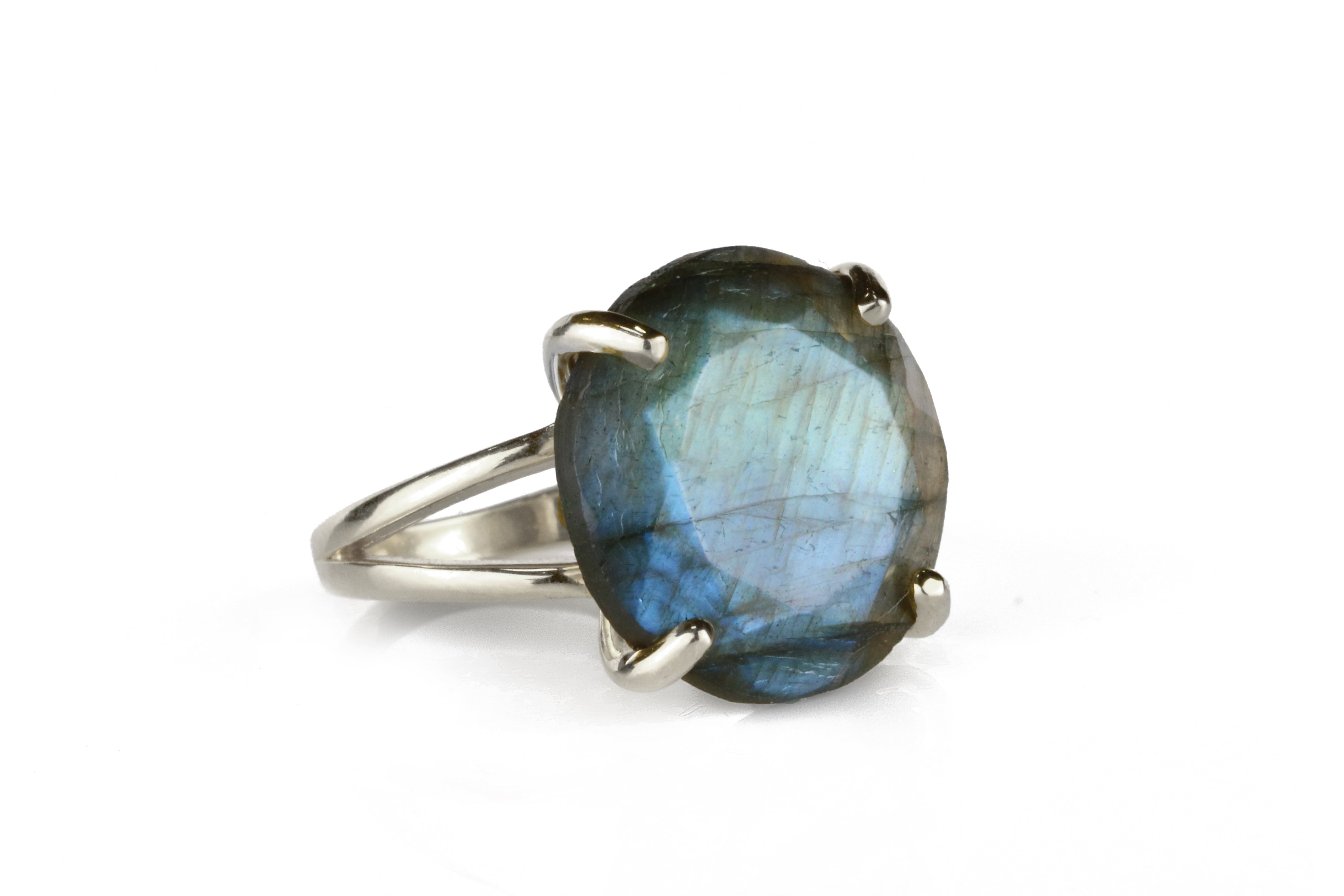 16mm Round Labradorite in 925 Sterling Silver Jewelry Ring Band Rings Anemone Jewelry
