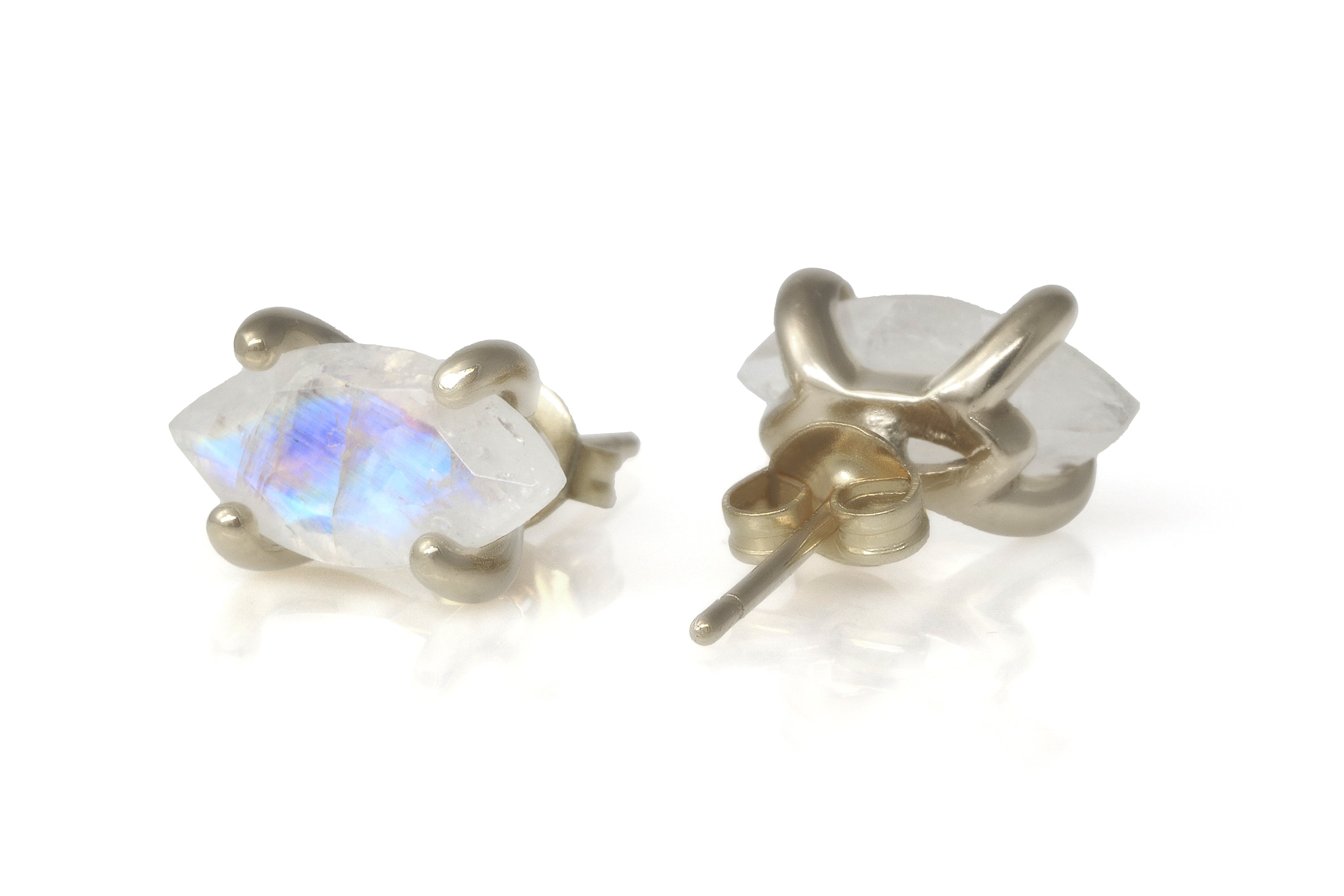 Marquise Rainbow Moonstone Earrings in Sterling Silver Earrings Anemone Unique