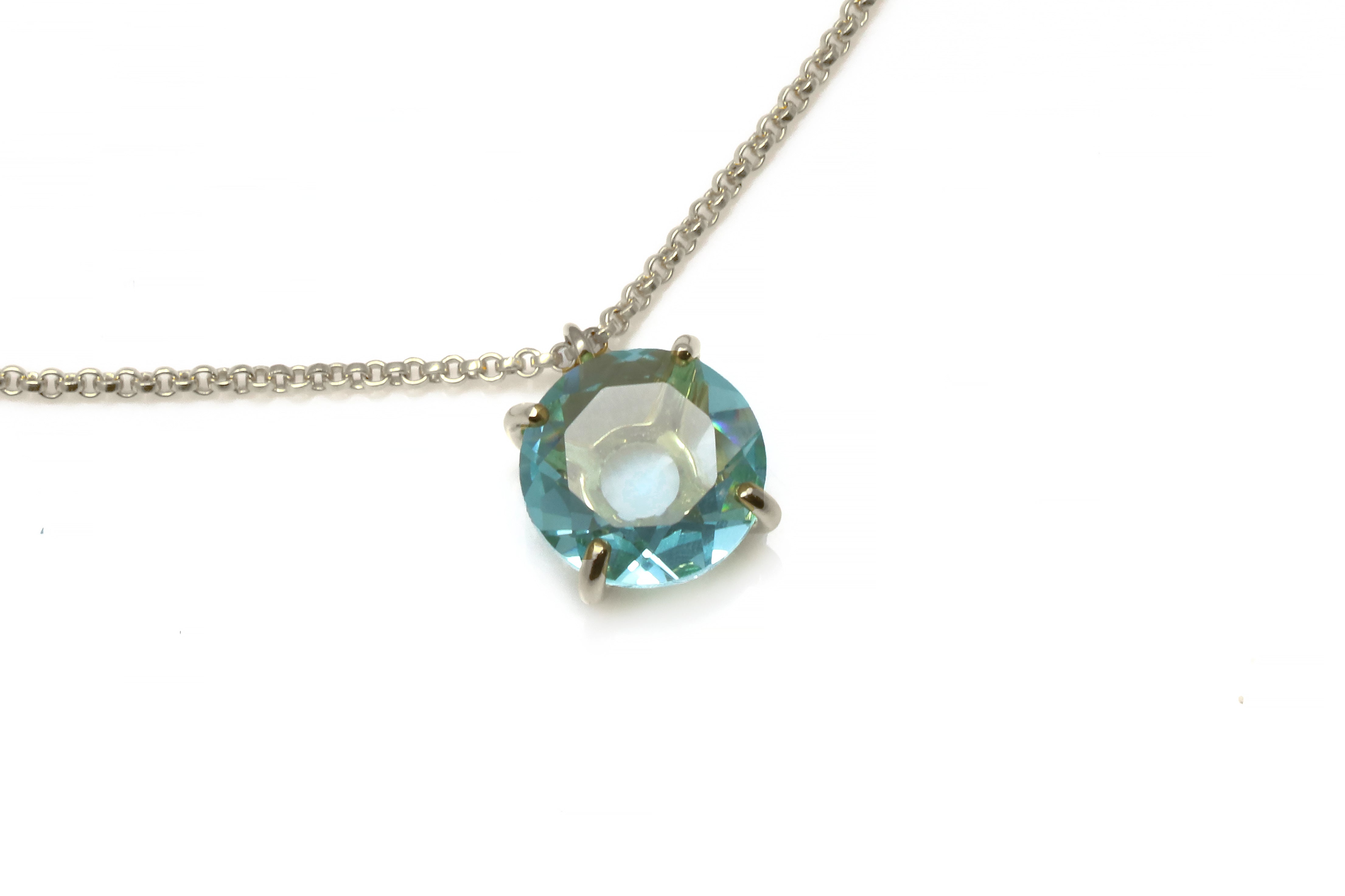 Round Semiprecious Blue Topaz Stone Necklace necklaces Anemone Jewelry