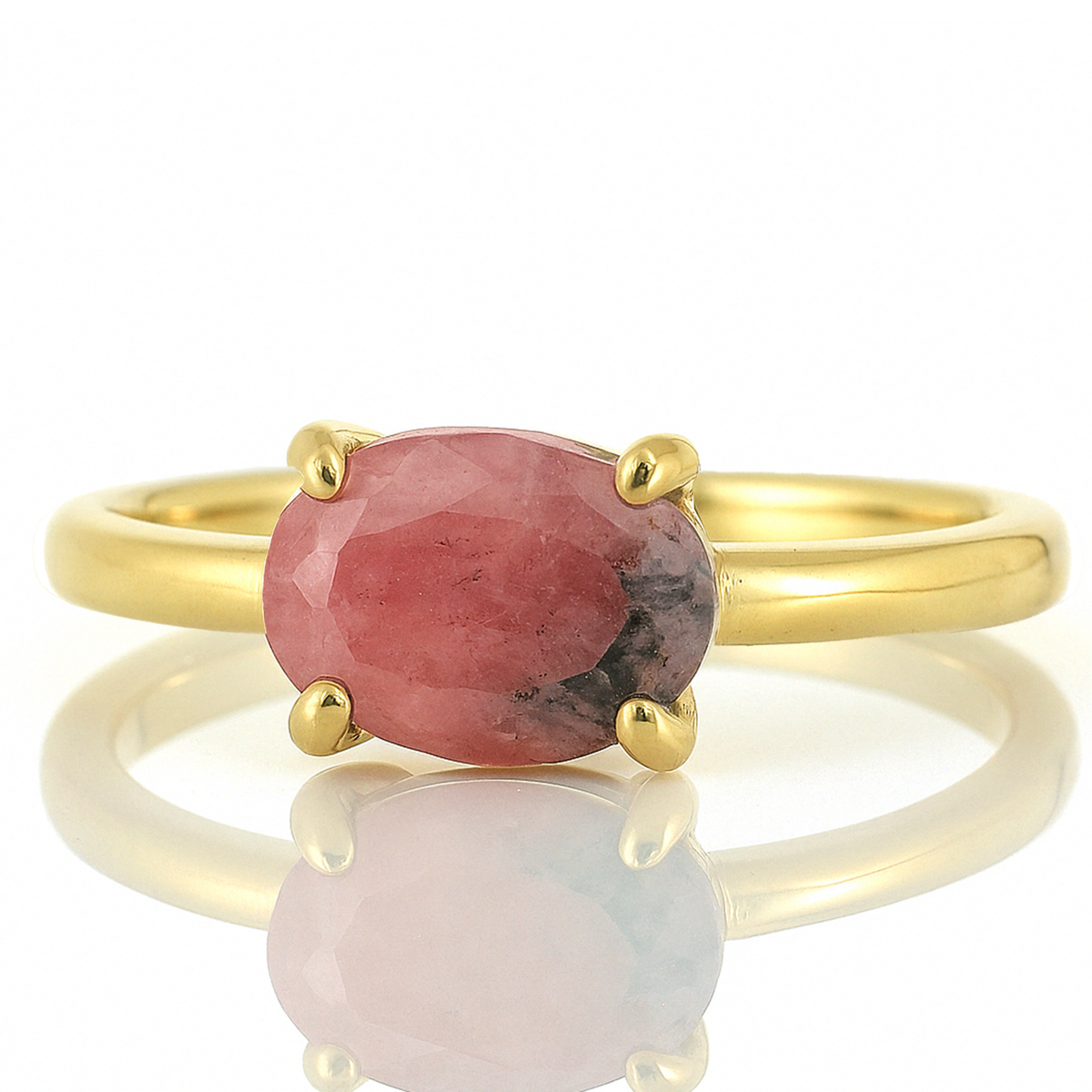 Stackable Rhodonite Ring in 18k Gold – Anemone Jewelry