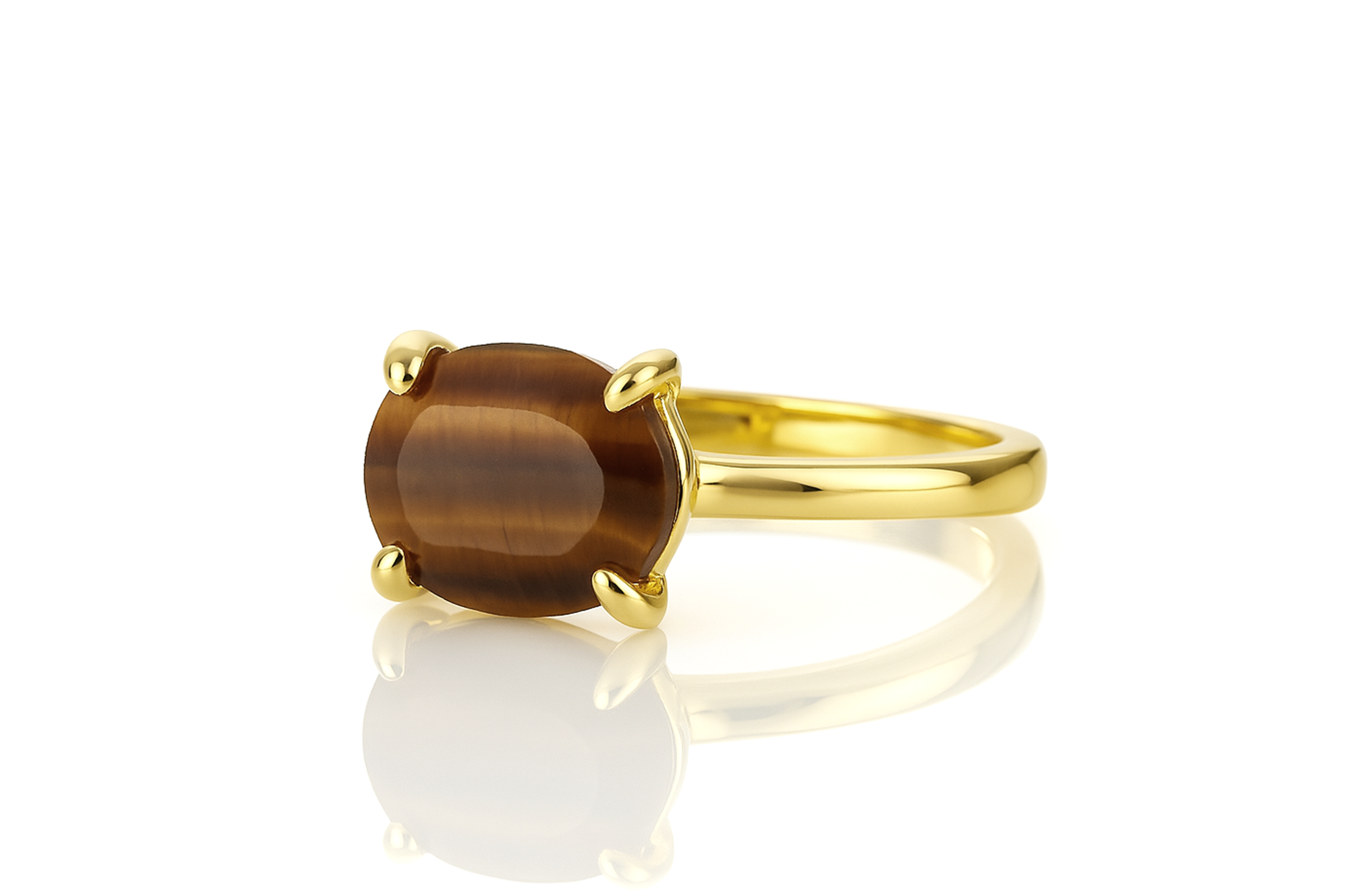 a yellow gold ring with a brown stone