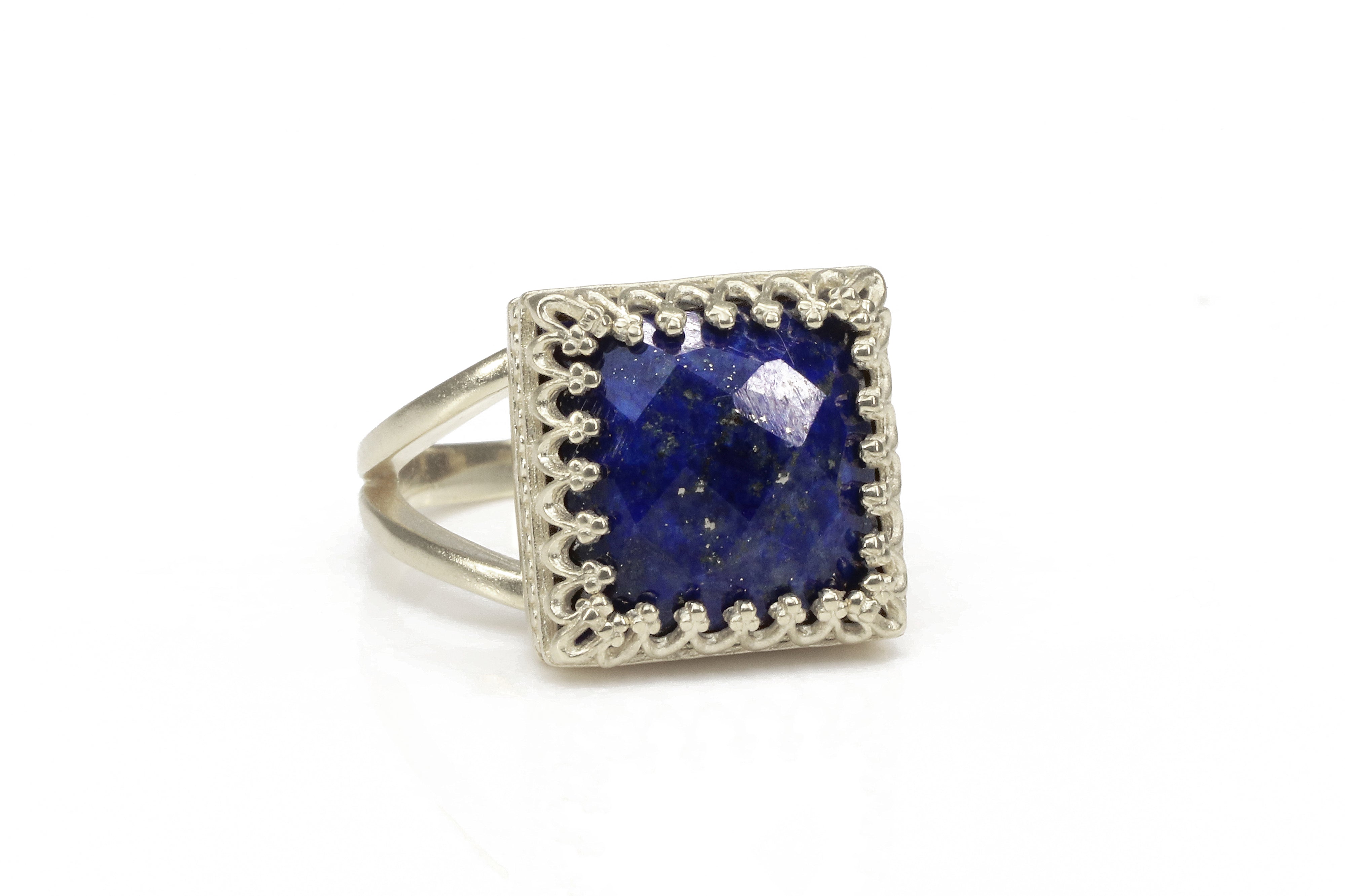 14K Rose Gold-filled Band with Lapis Lazuli Gemstone Rings Anemone Jewelry